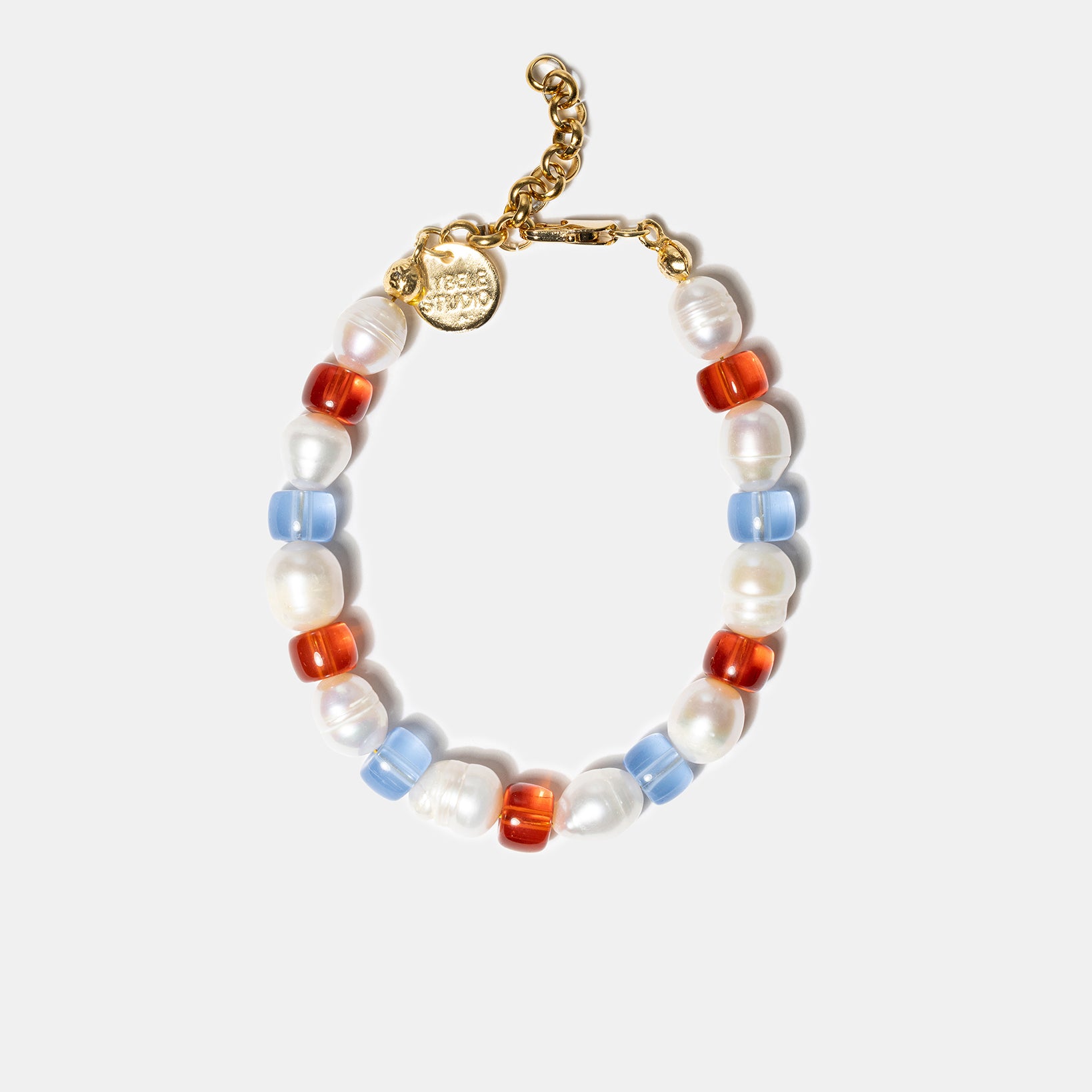 Colorful freshwater pearl bracelet with glass beads
