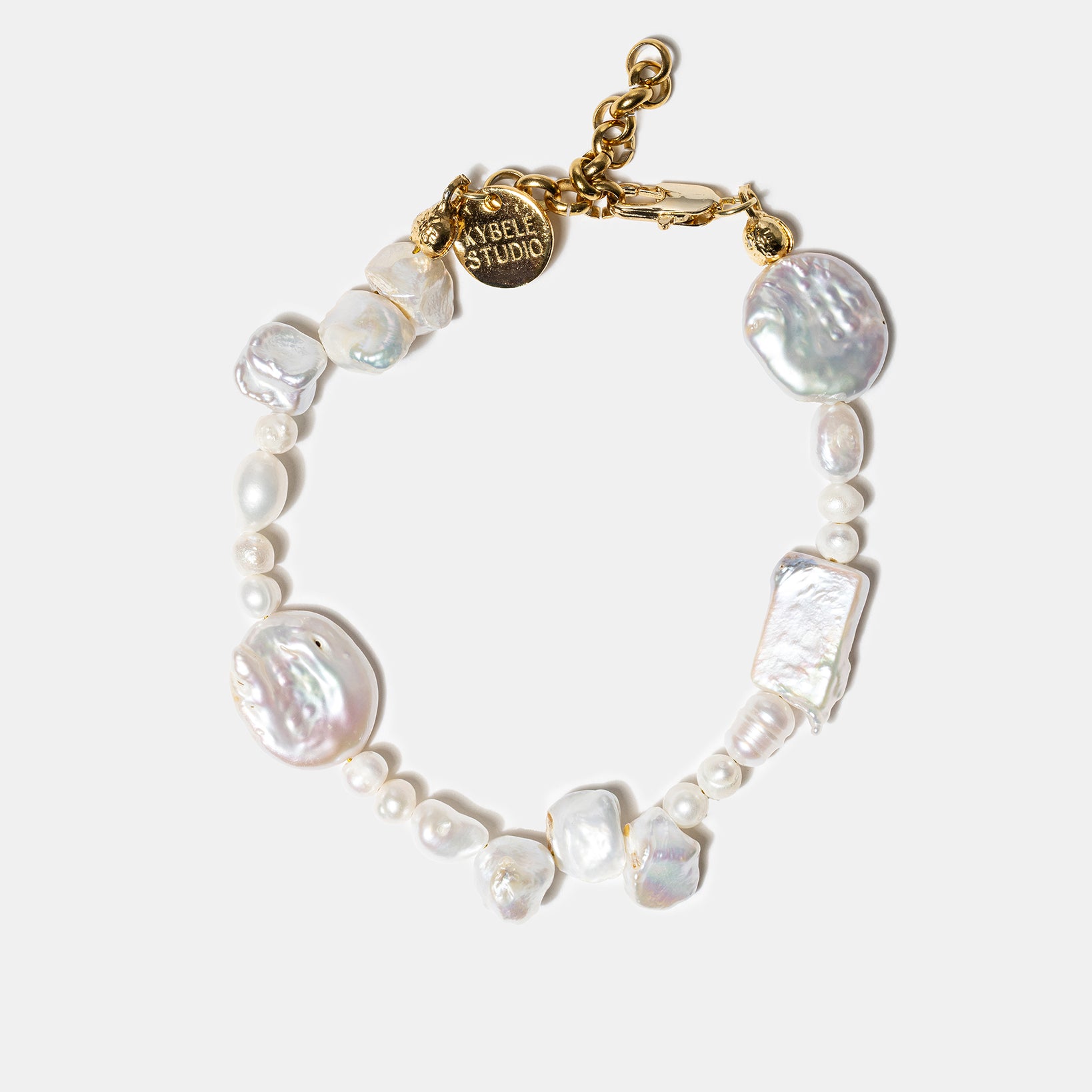 Close-up of freshwater pearl bracelet