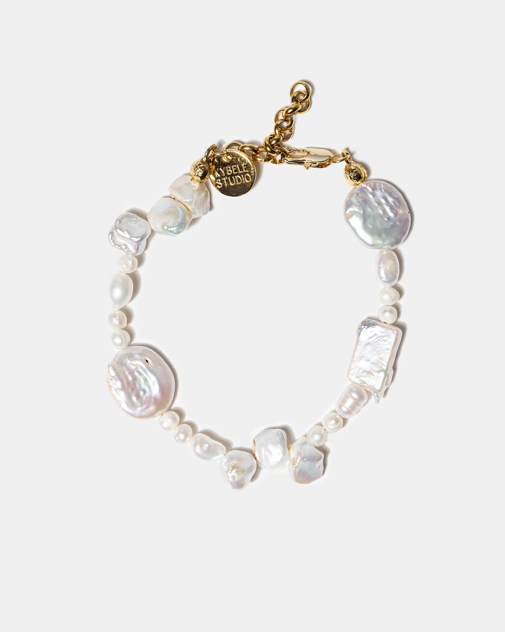 Close-up of freshwater pearl bracelet