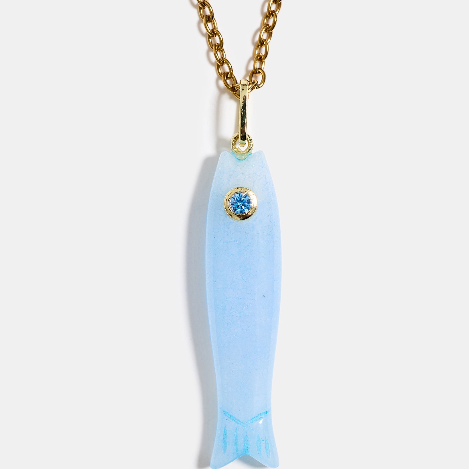 Blue Quartz Fish Pendant Necklace