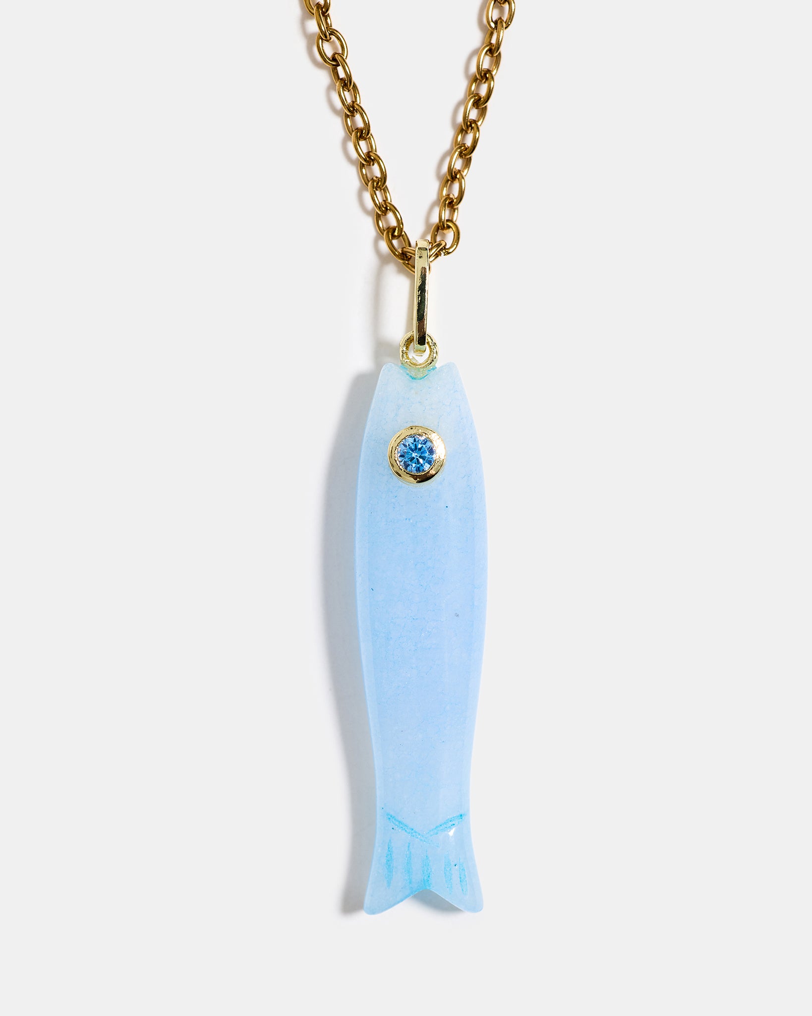 Blue Quartz Fish Pendant Necklace