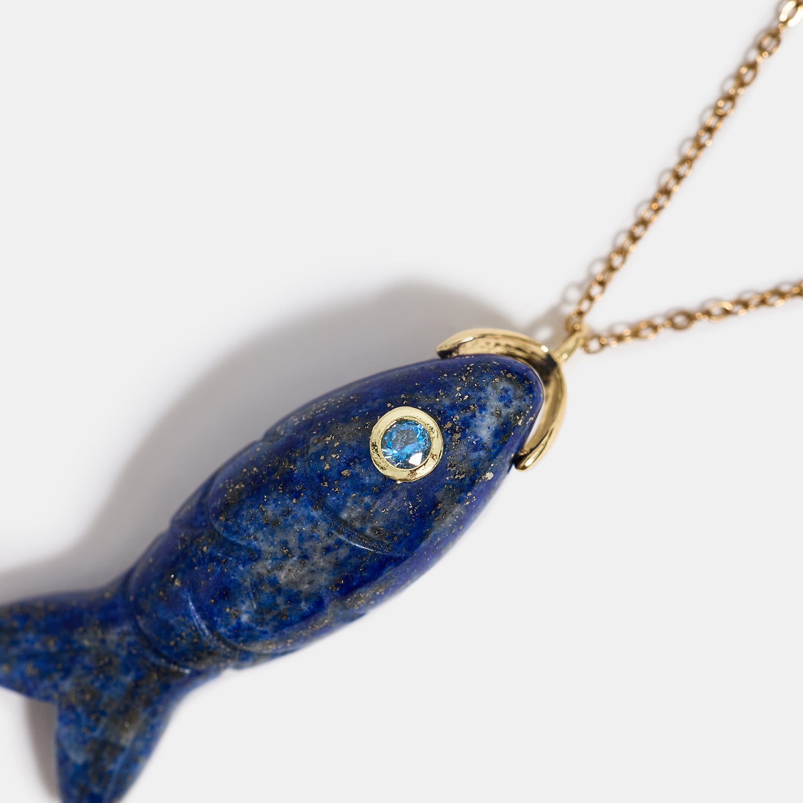 Lapis Lazuli Fish Pendant Necklace