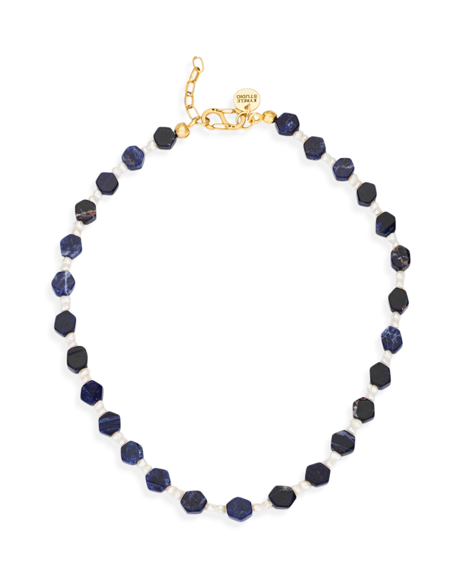 Midnight Glow Necklace with Iolite and Pearls