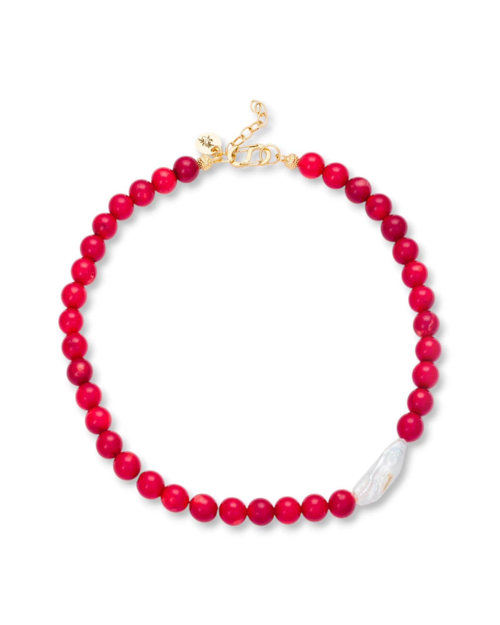 Bonbon Necklace with Coral & Pearl Accent