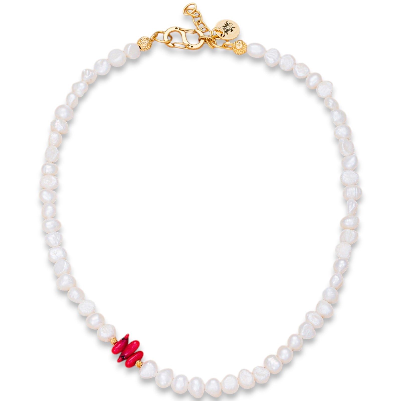 Pearl Radiance Necklace with Coral Accent