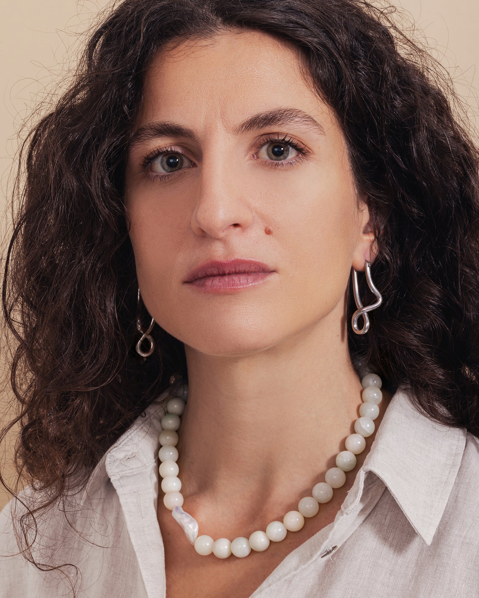 Wavy Silver Drop Earrings in Silver