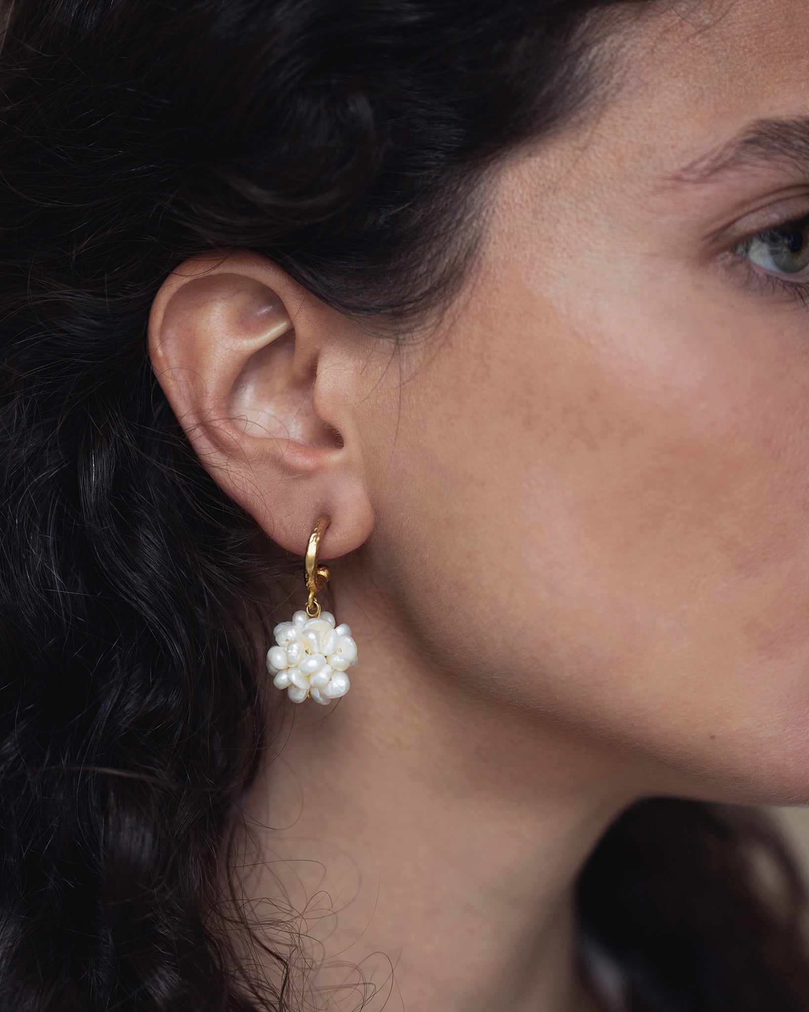Pearl Bouquet Hoop Earrings