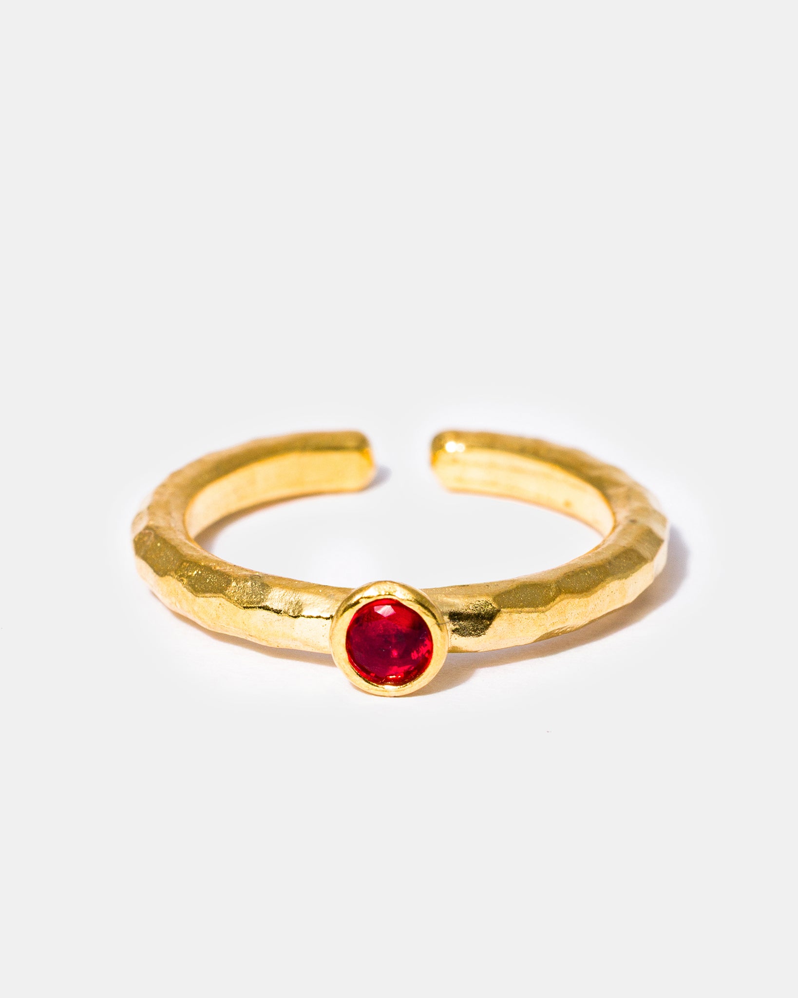 Gold Ruby Hammered Gemstone Ring