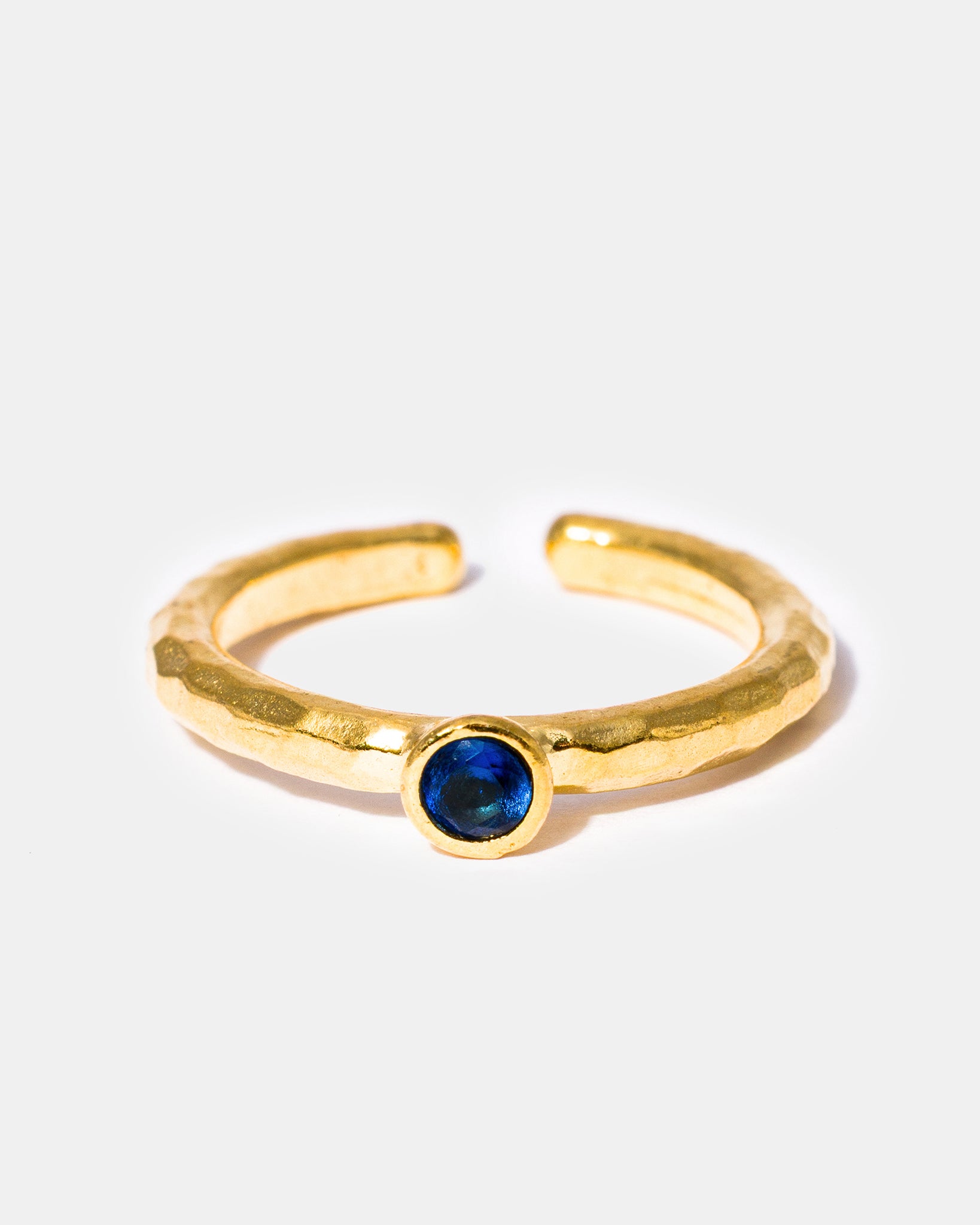 Gold Sapphire Hammered Gemstone Ring