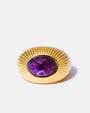 Gold oval amethyst ring with faceted purple gemstone