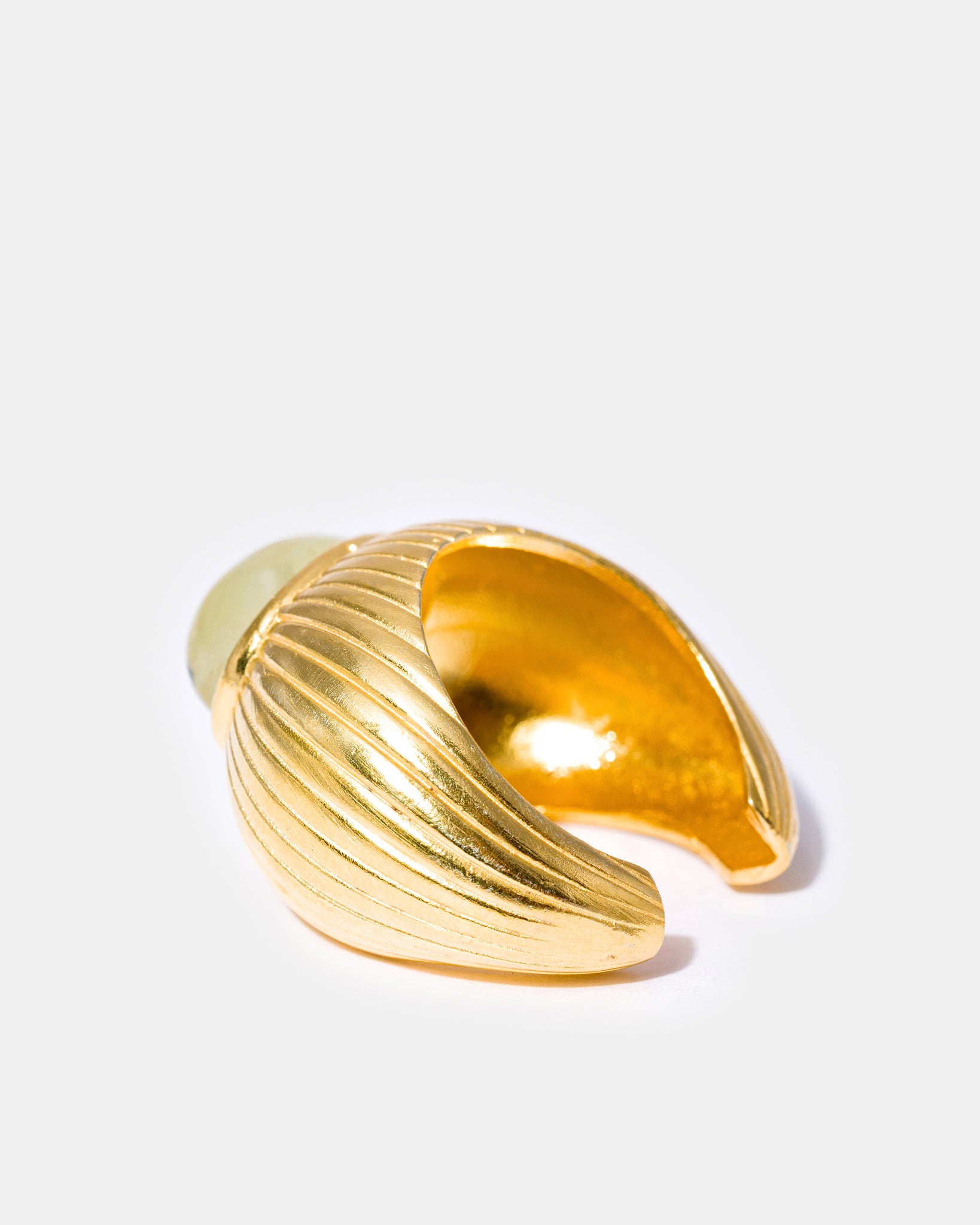 Gold Oval Prehnite Ring
