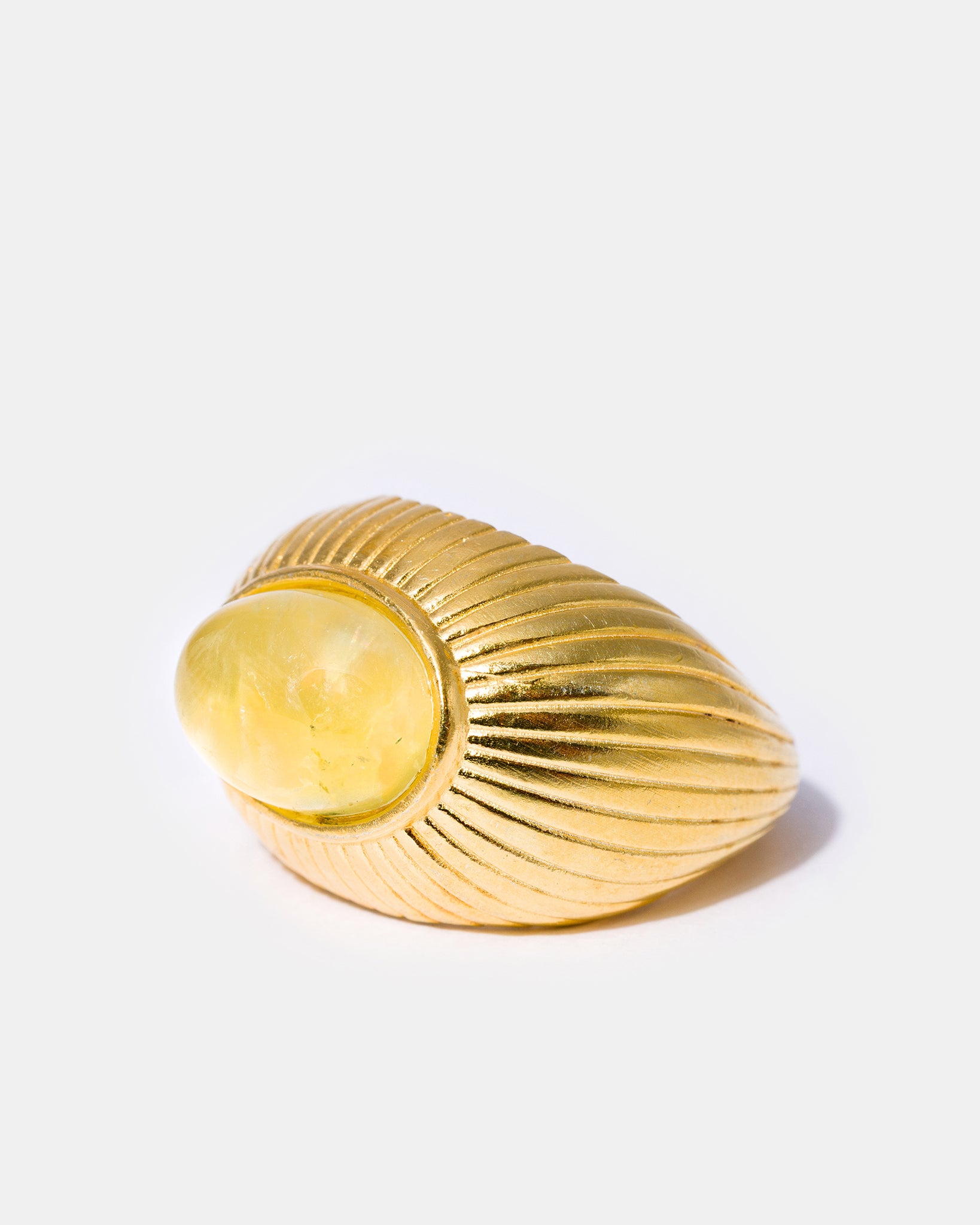 Gold Oval Prehnite Ring