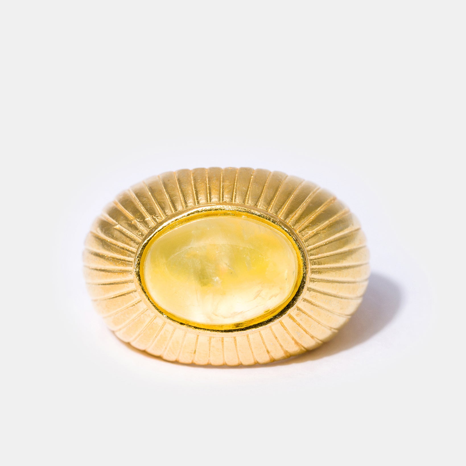 Gold Oval Prehnite Ring