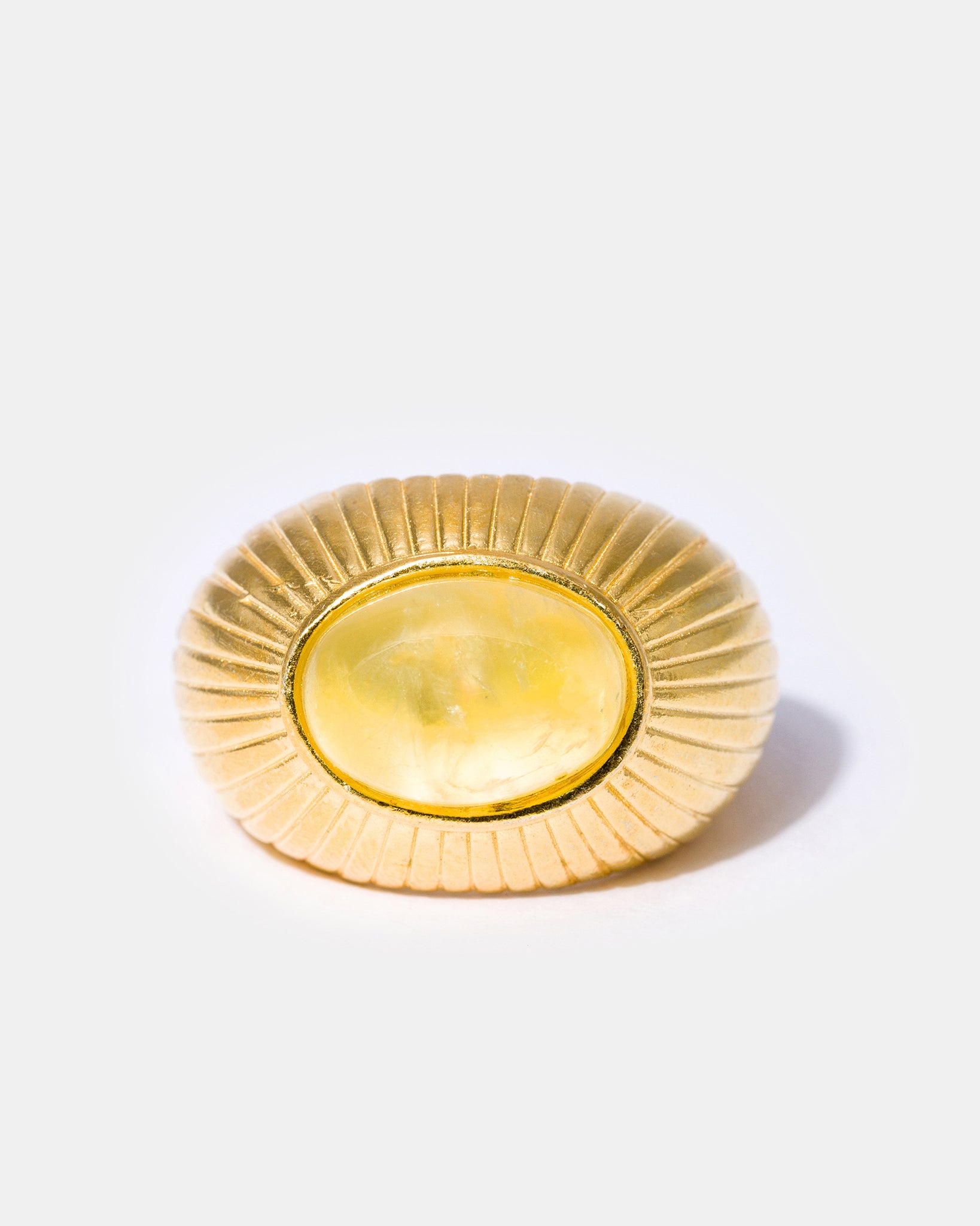 Gold Oval Prehnite Ring