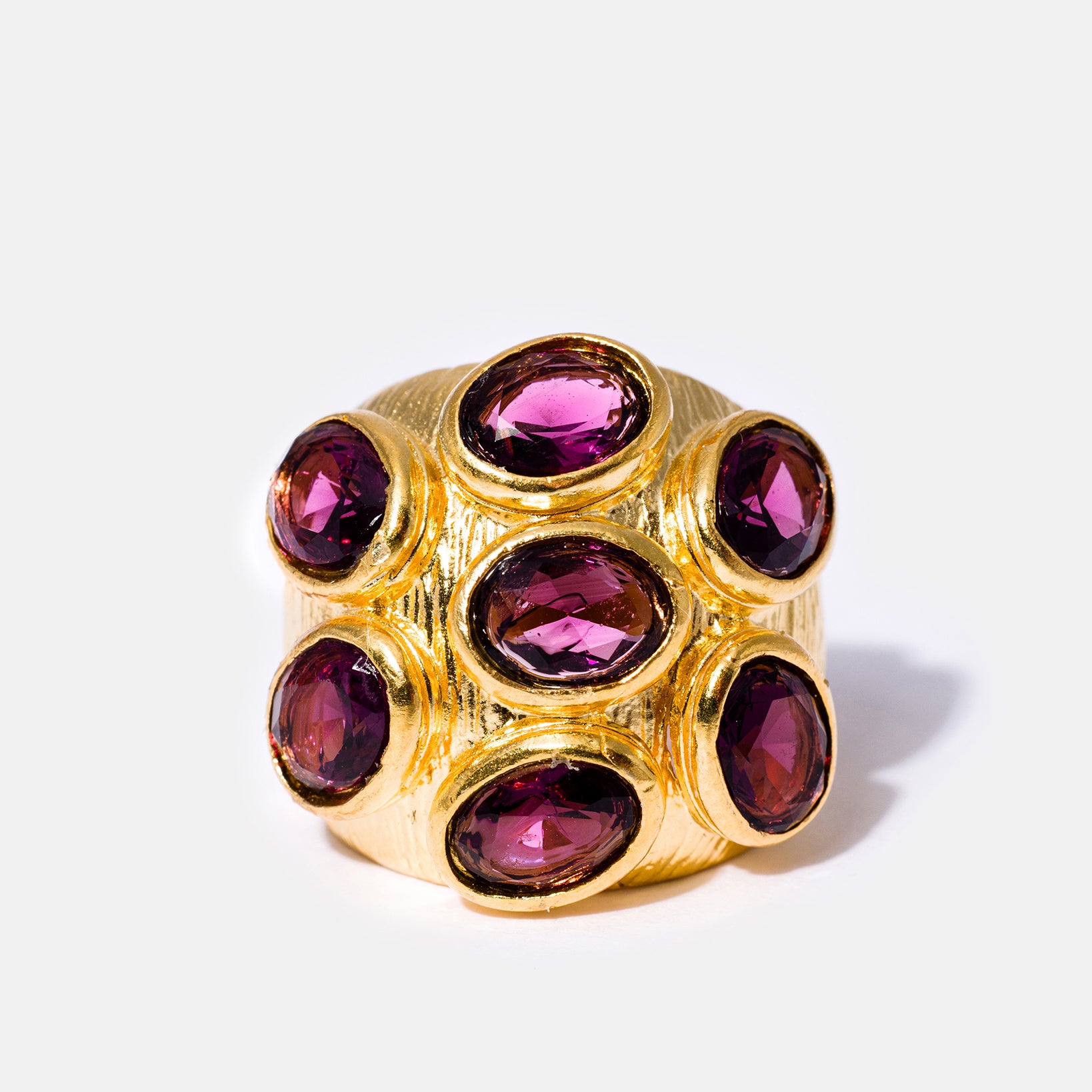 Gold Amethyst Multi-Gemstone Cocktail Ring