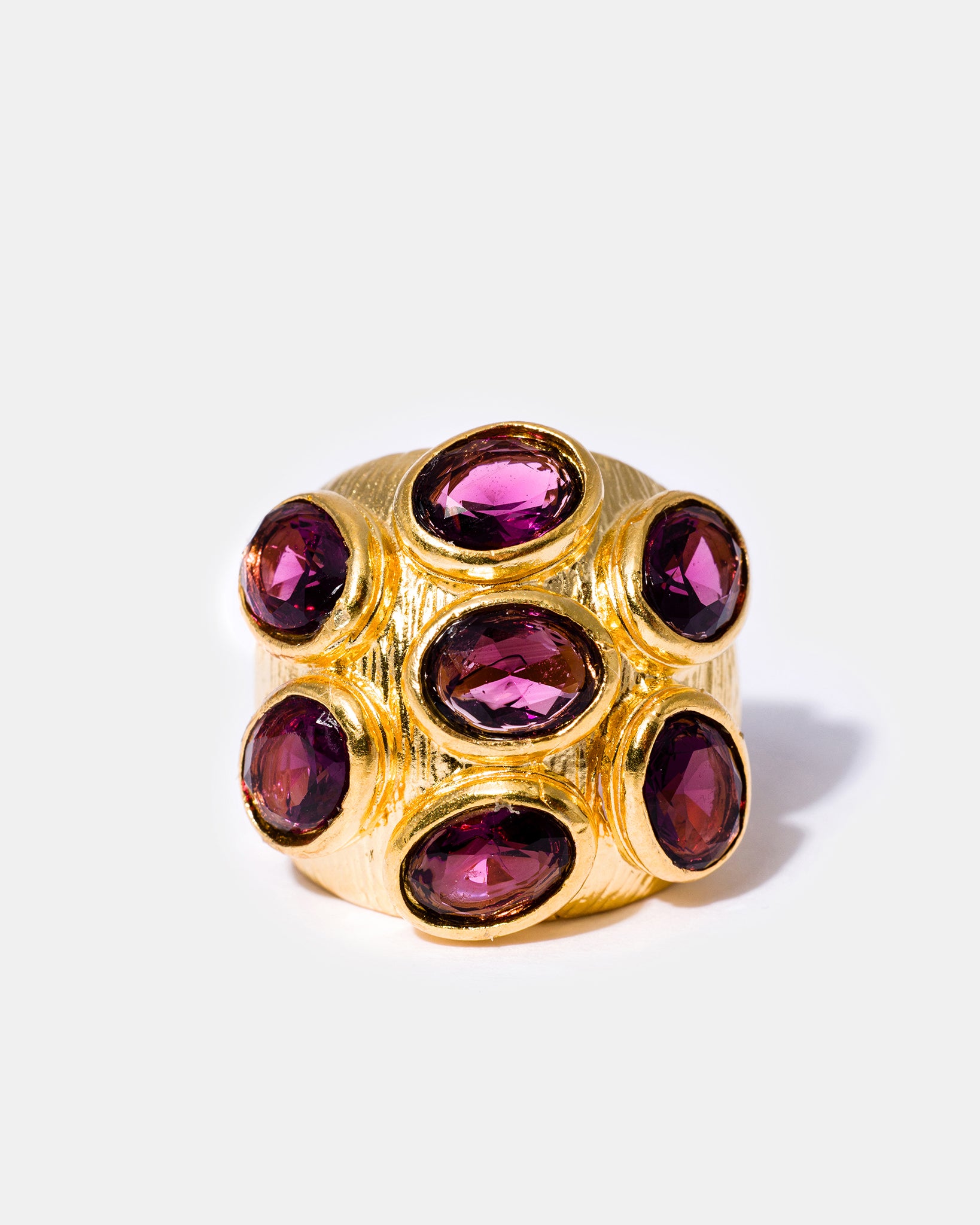 Gold Amethyst Multi-Gemstone Cocktail Ring