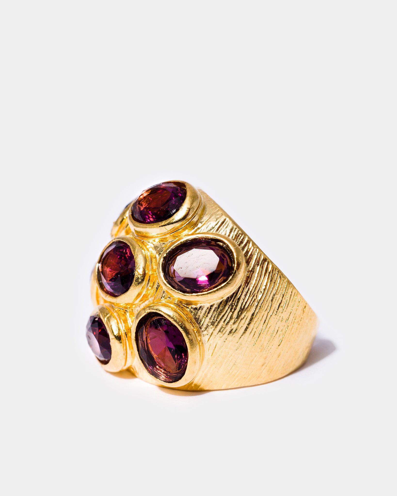 Gold Amethyst Multi-Gemstone Cocktail Ring