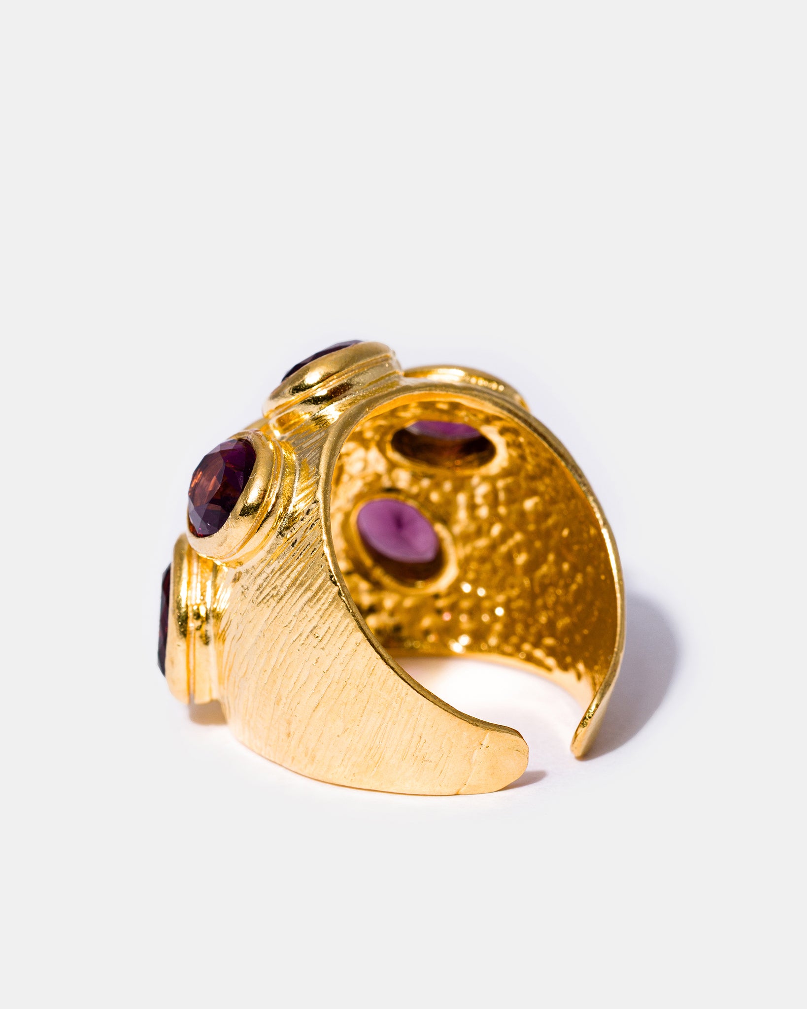 Gold Amethyst Multi-Gemstone Cocktail Ring