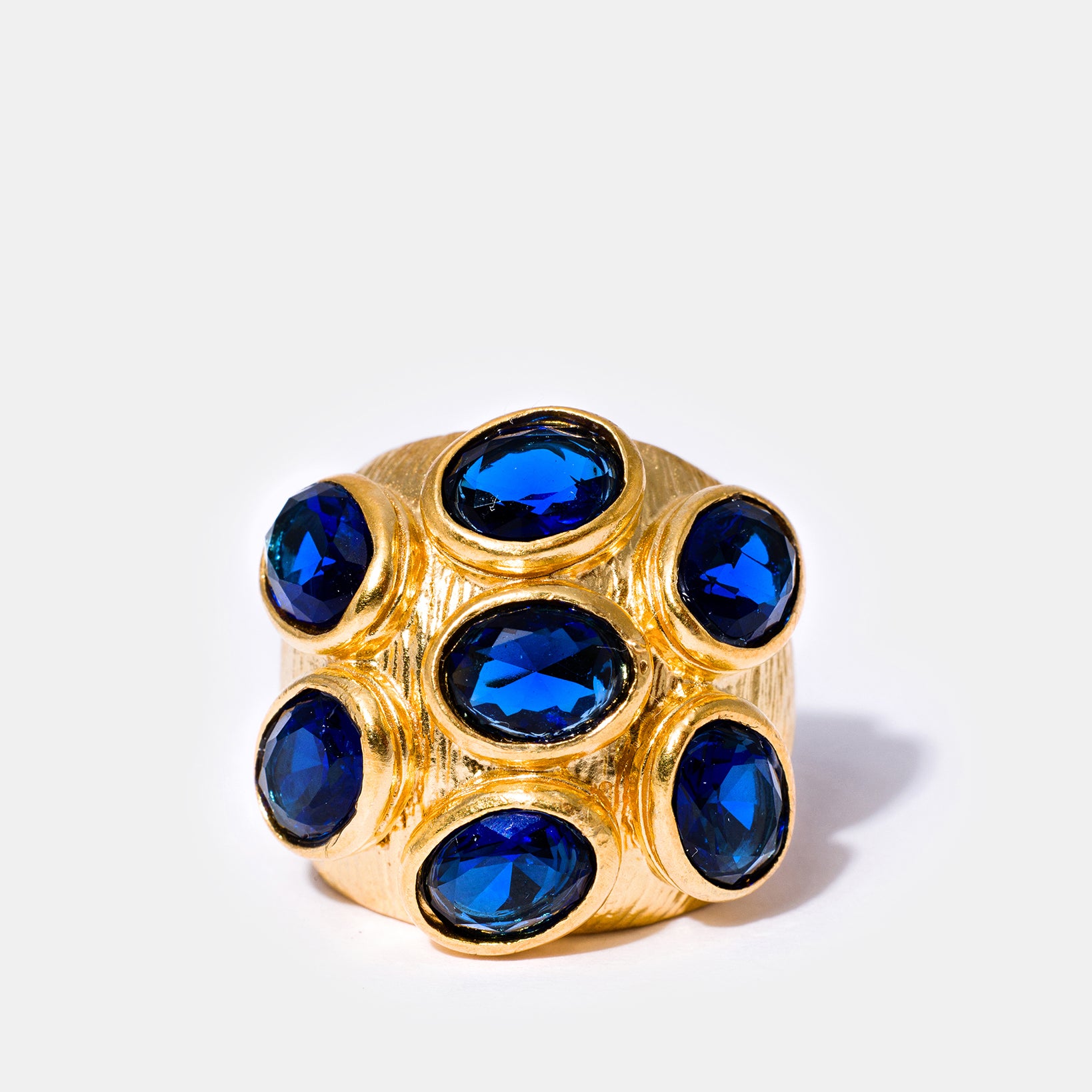 Gold Sapphire Multi-Gemstone Cocktail Ring