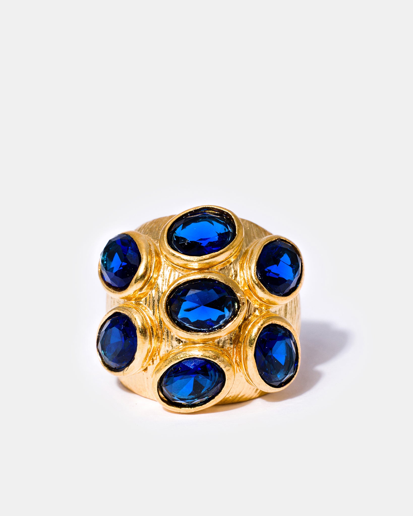 Gold Sapphire Multi-Gemstone Cocktail Ring