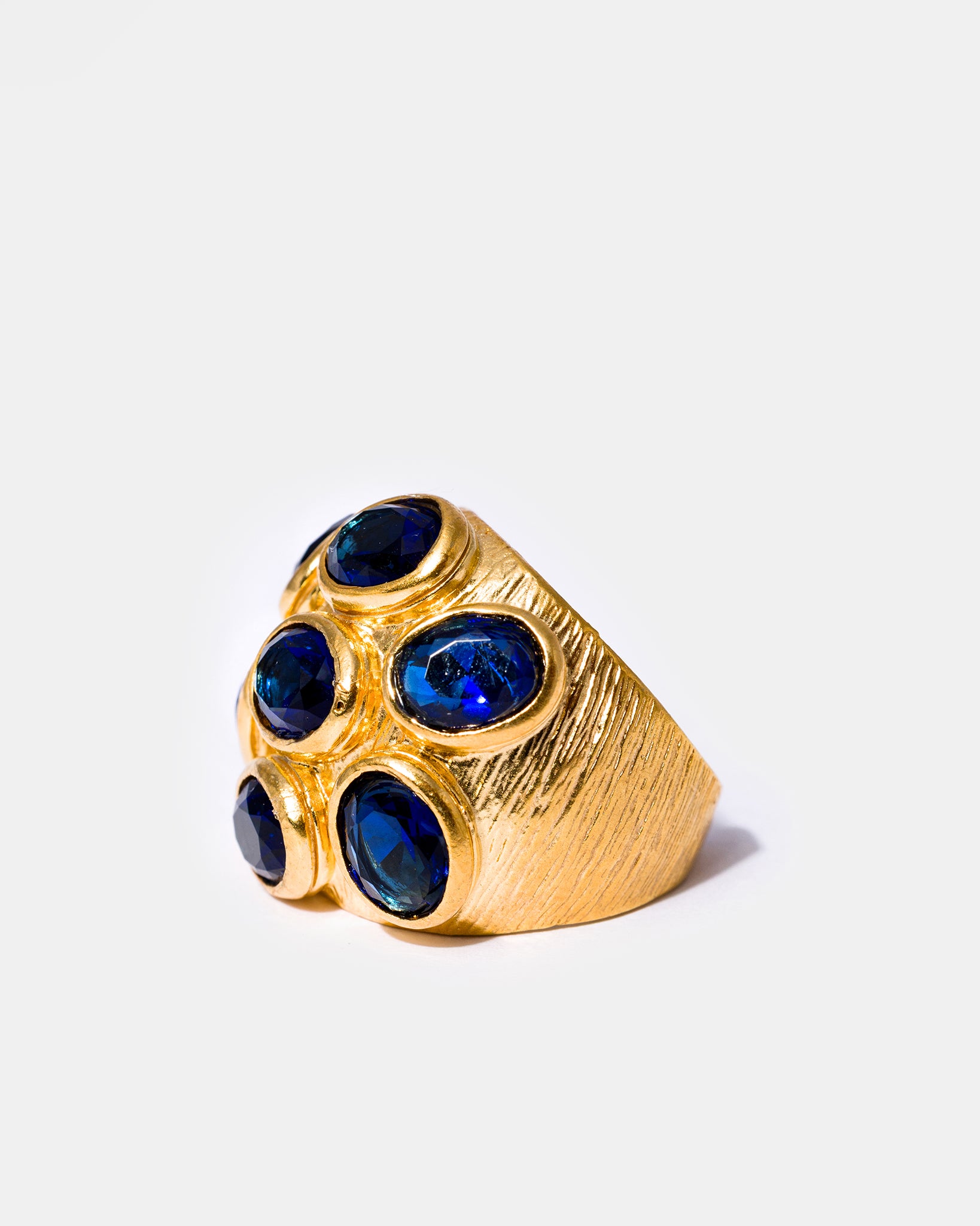 Gold Sapphire Multi-Gemstone Cocktail Ring