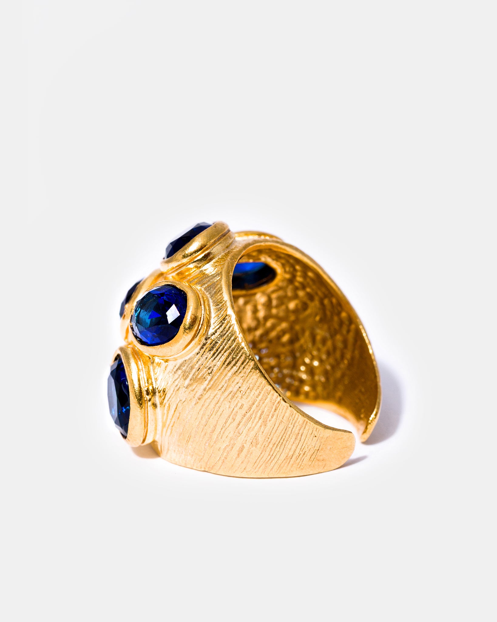 Gold Sapphire Multi-Gemstone Cocktail Ring