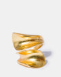 Gold sculptural wrap ring with fluid organic design