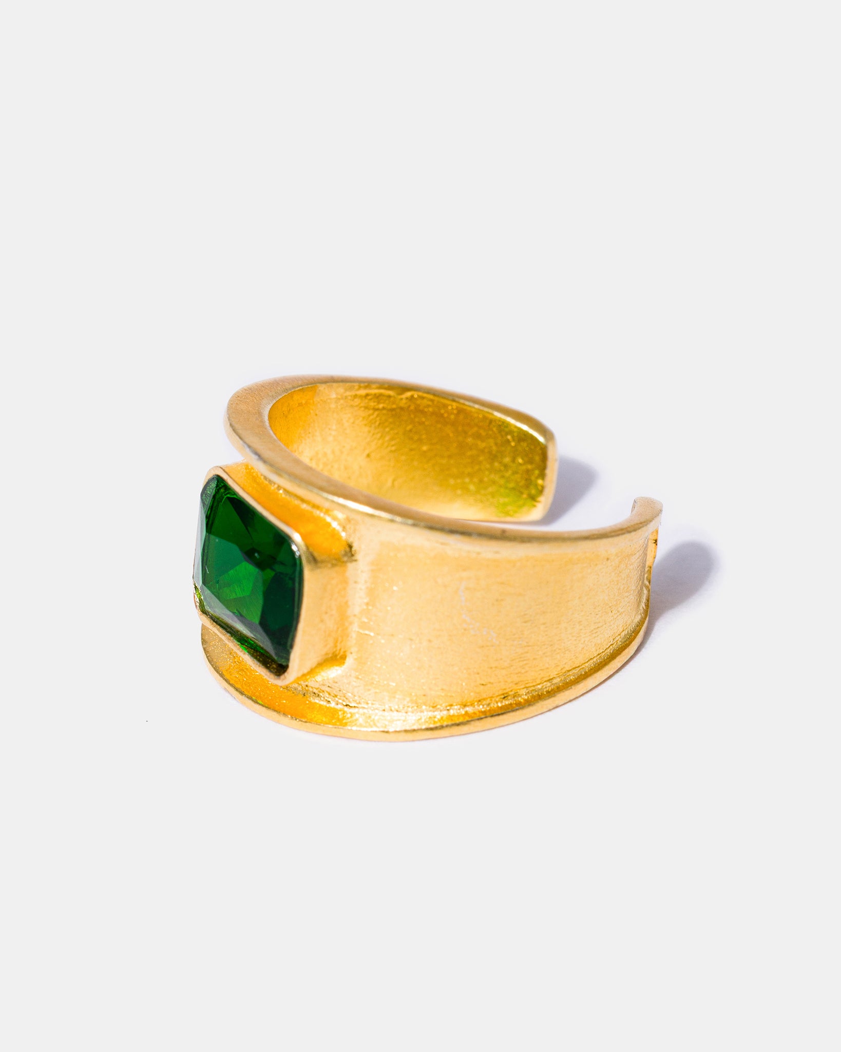 Gold Green Jade Gemstone Signet Ring