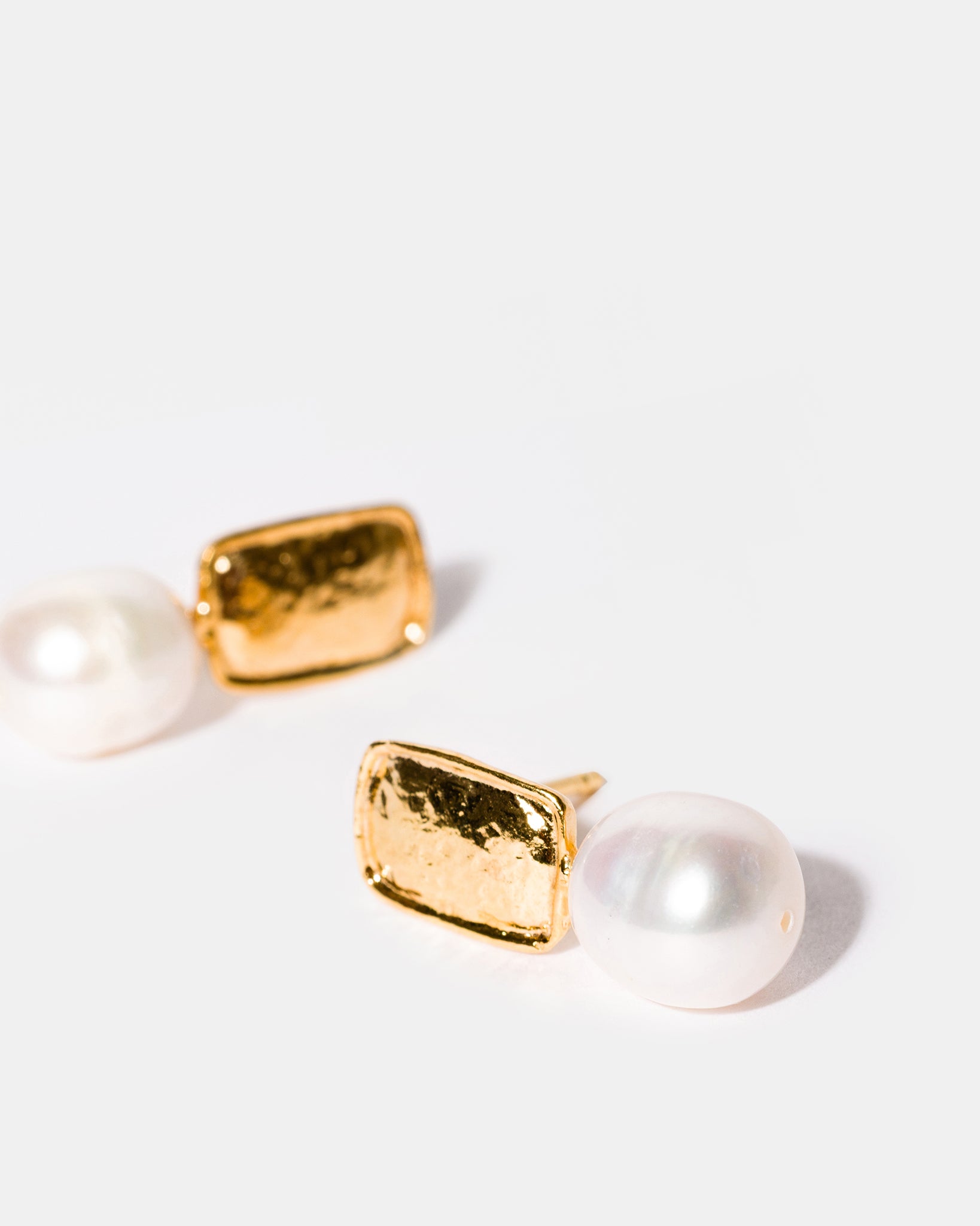 Baroque Pearl Gold Stud Earrings