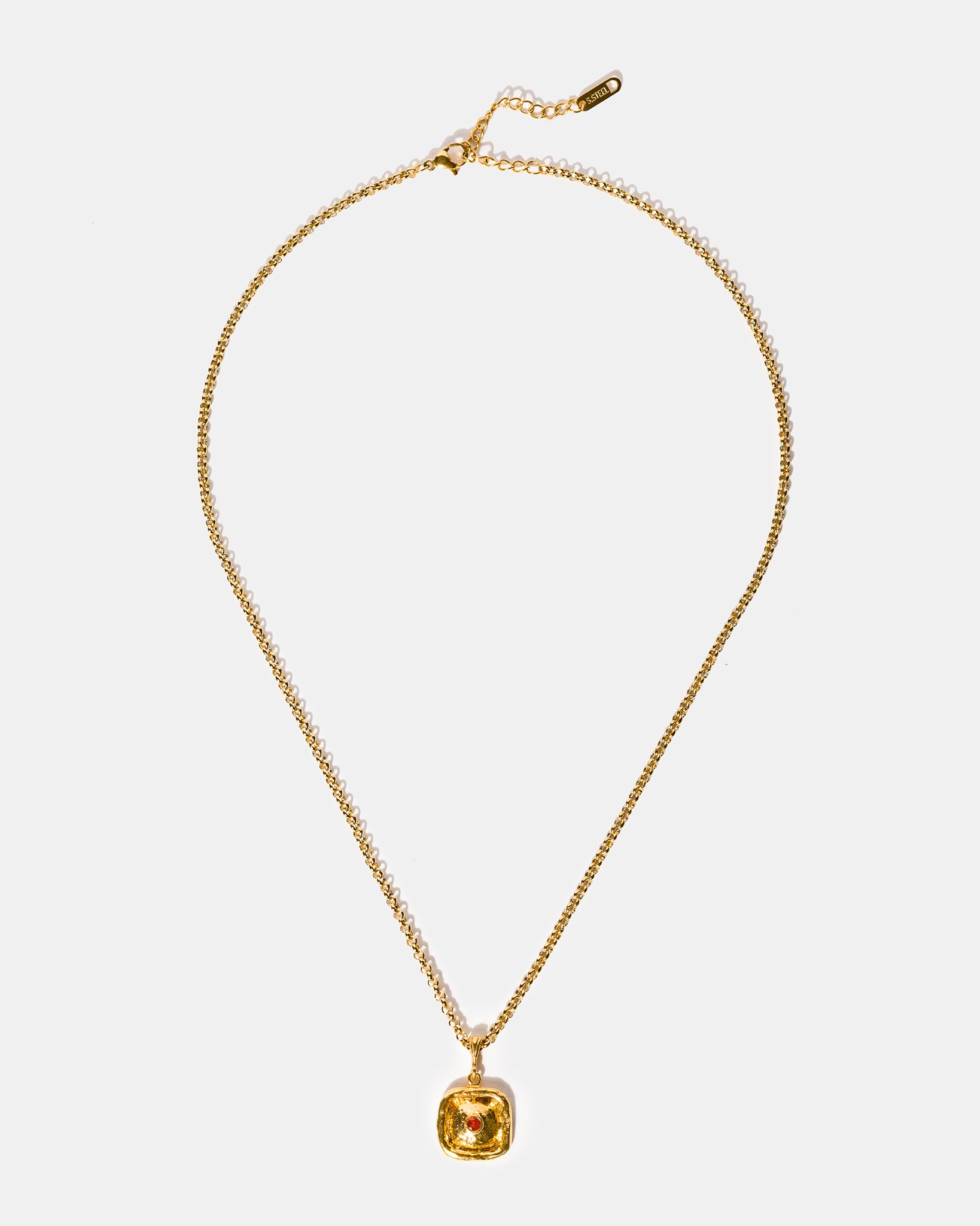 Square Pendant Gold Necklace in Citrine Glow