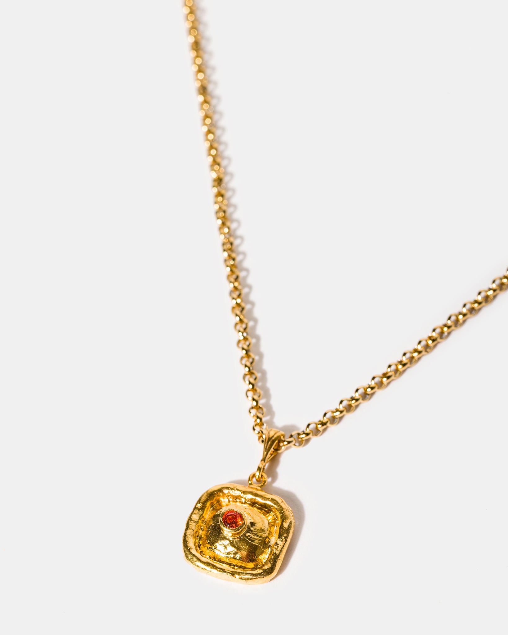 Square Pendant Gold Necklace in Citrine Glow