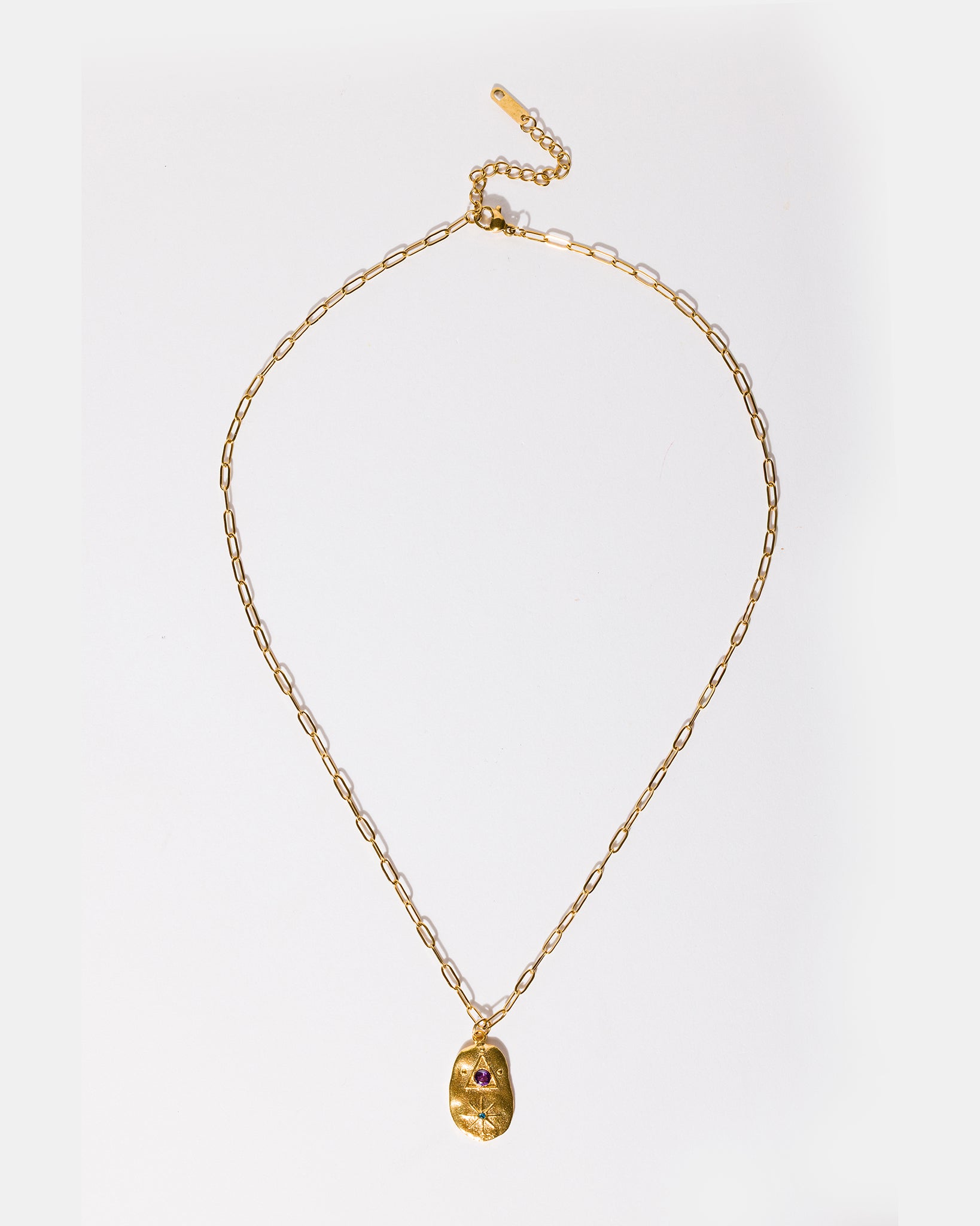 Gold Talisman Necklace in Amethyst Glow