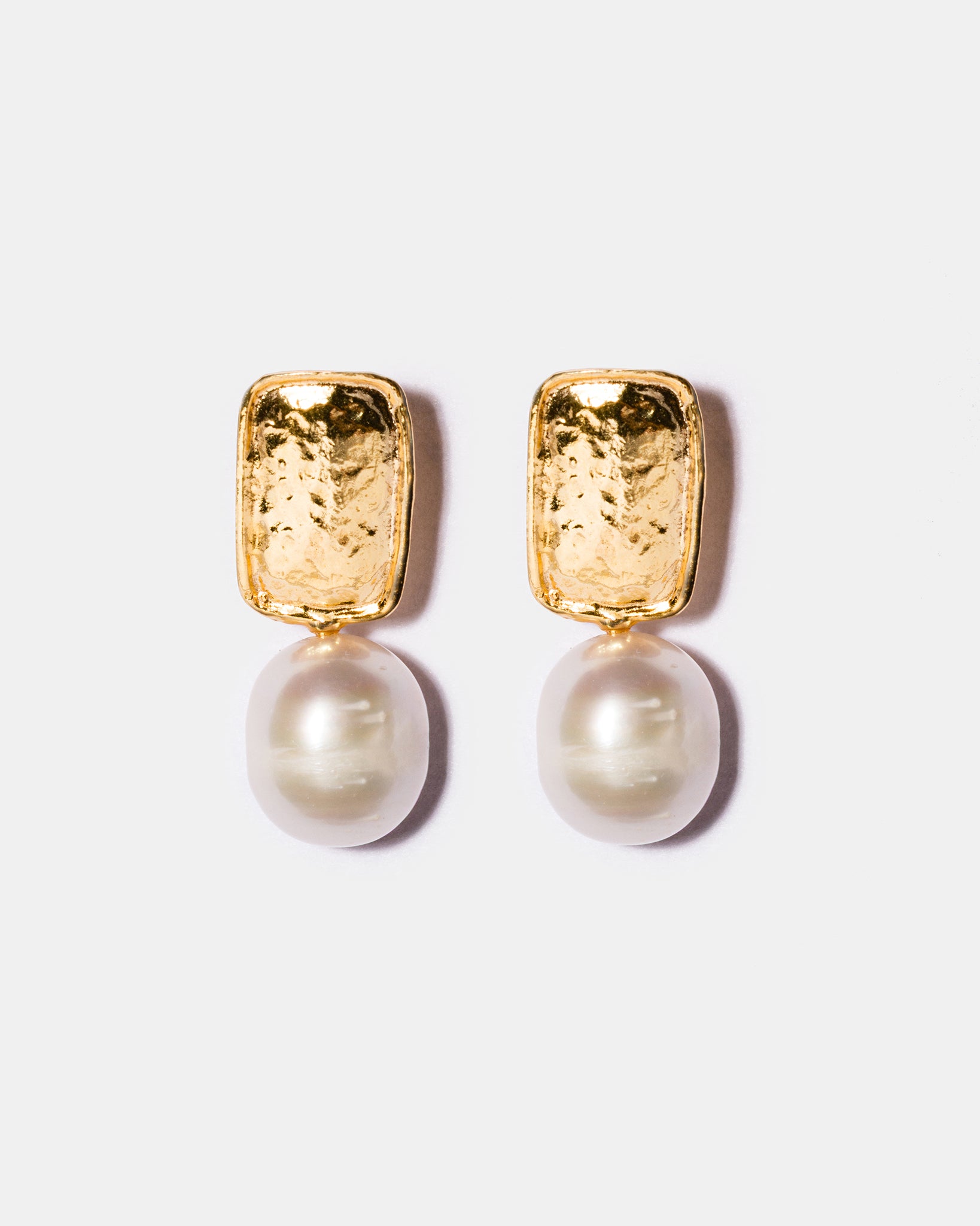Baroque Pearl Gold Stud Earrings