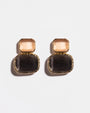 Gold Color Block Cat's Eye Earrings in Anthracite & Champagne