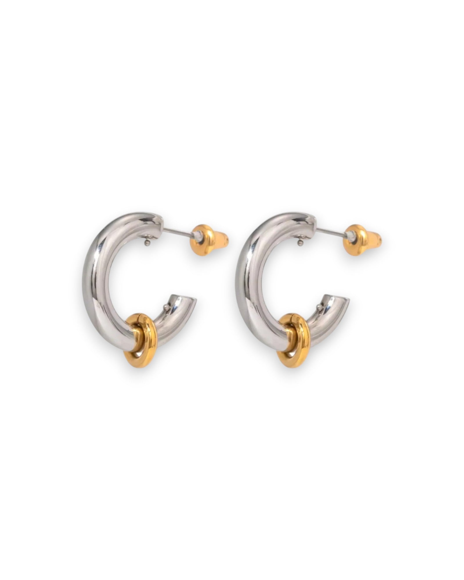 Mini Dual Tone Hoops in Silver and Gold