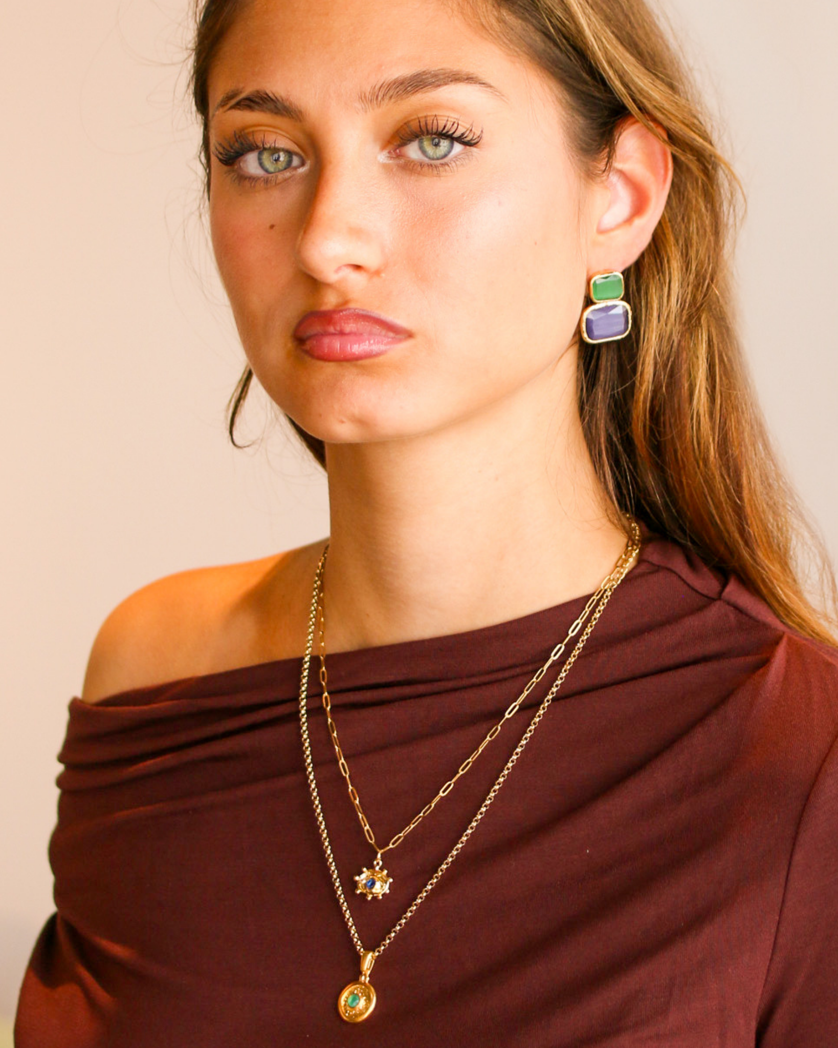 Eye Talisman Pendant Gold Necklace in Sapphire
