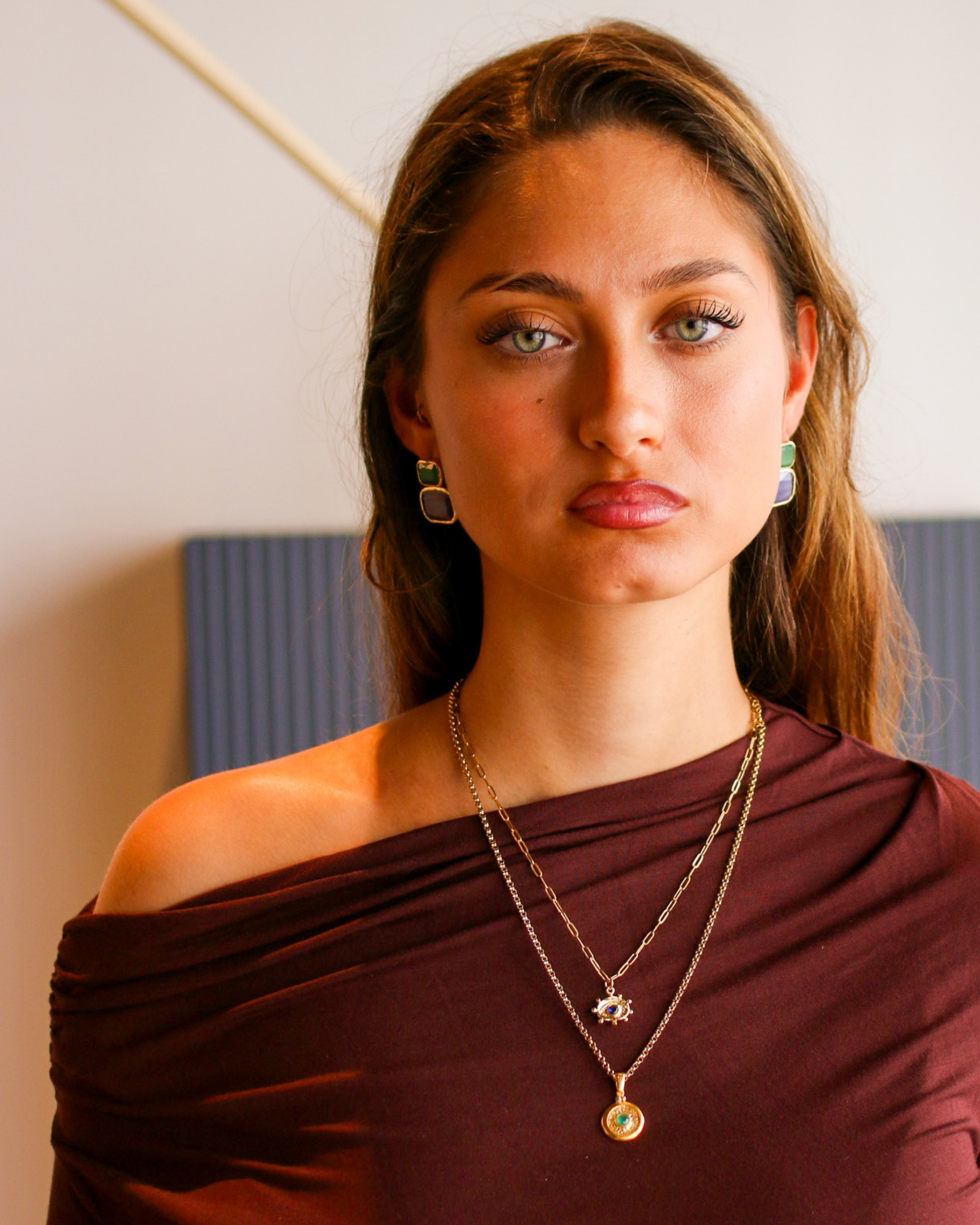 Eye Talisman Pendant Gold Necklace in Sapphire