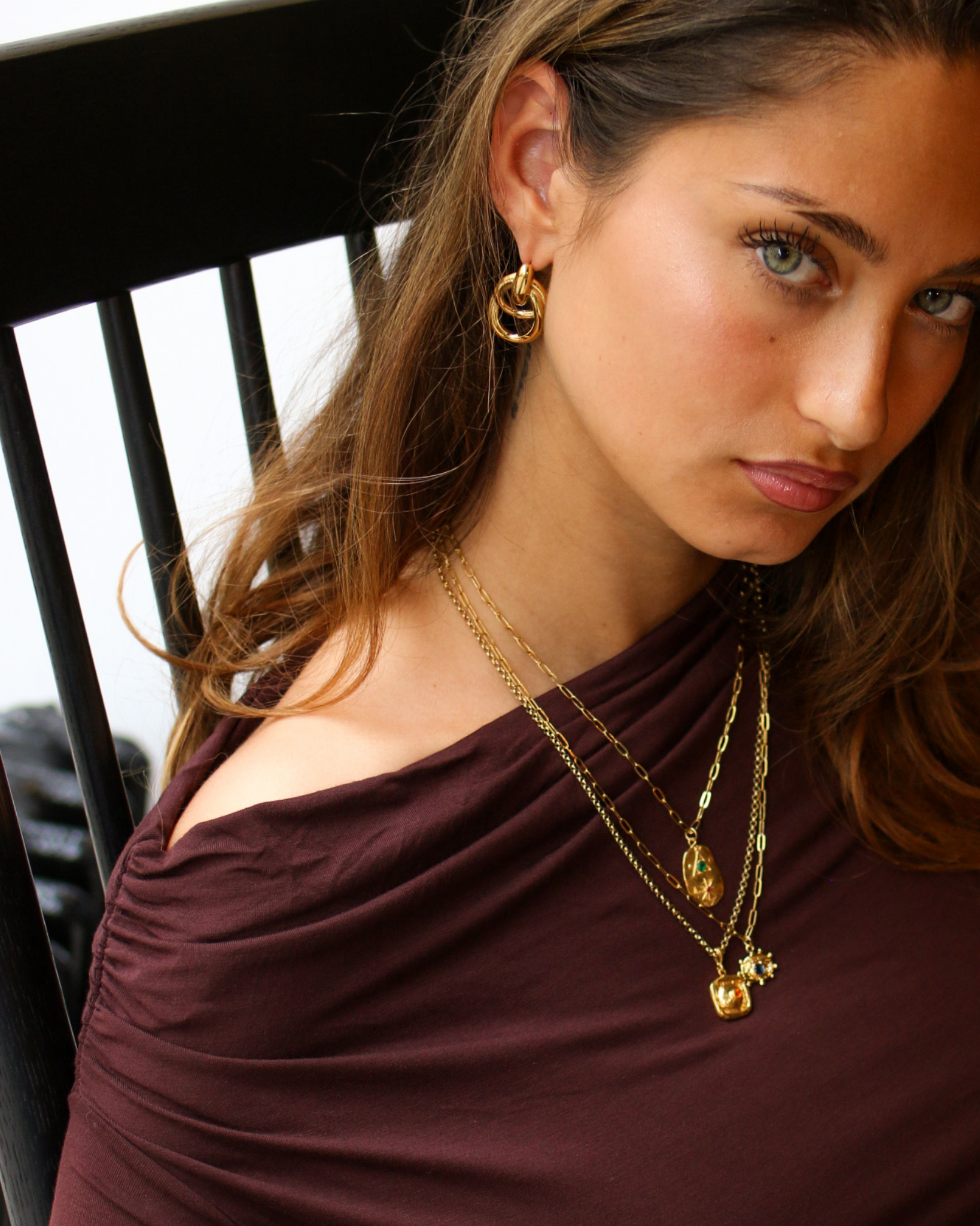 Gold Talisman Necklace in Ruby Glow