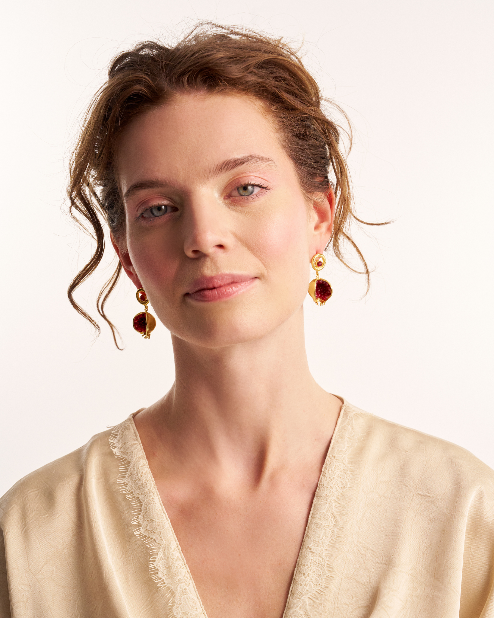 Pomegranate Earrings with Jade Accents