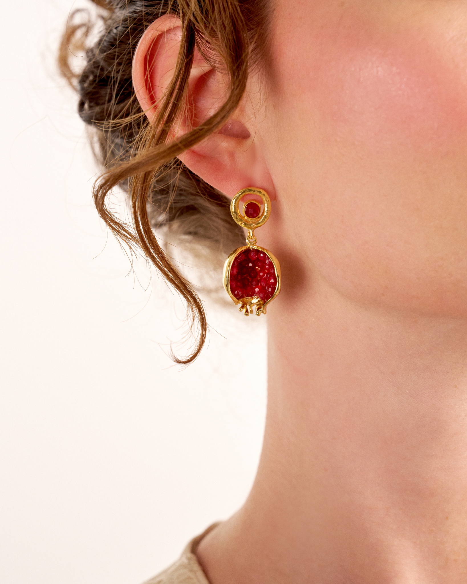 Pomegranate Earrings with Jade Accents