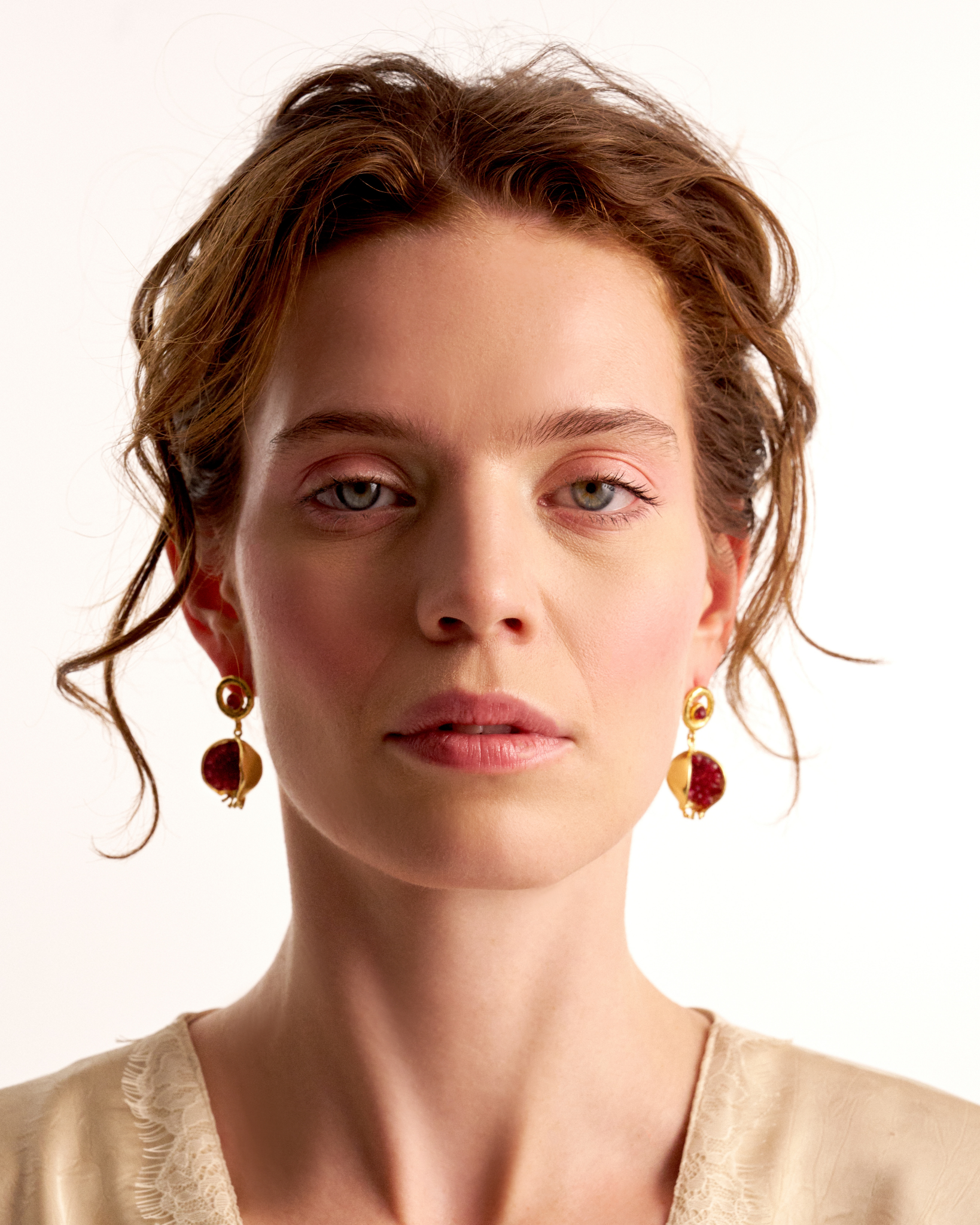 Pomegranate Earrings with Jade Accents