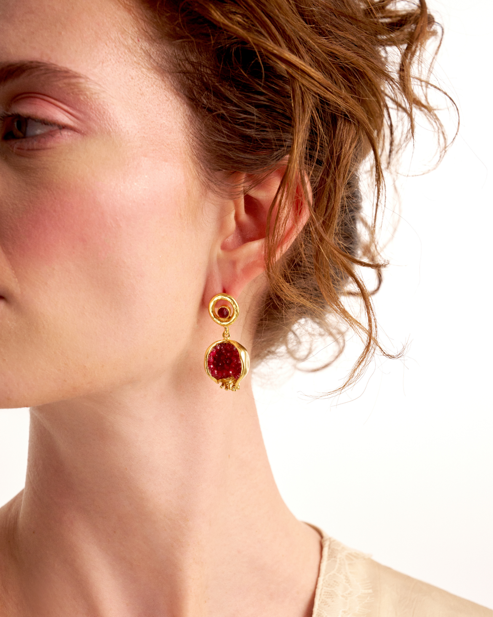 Pomegranate Earrings with Jade Accents