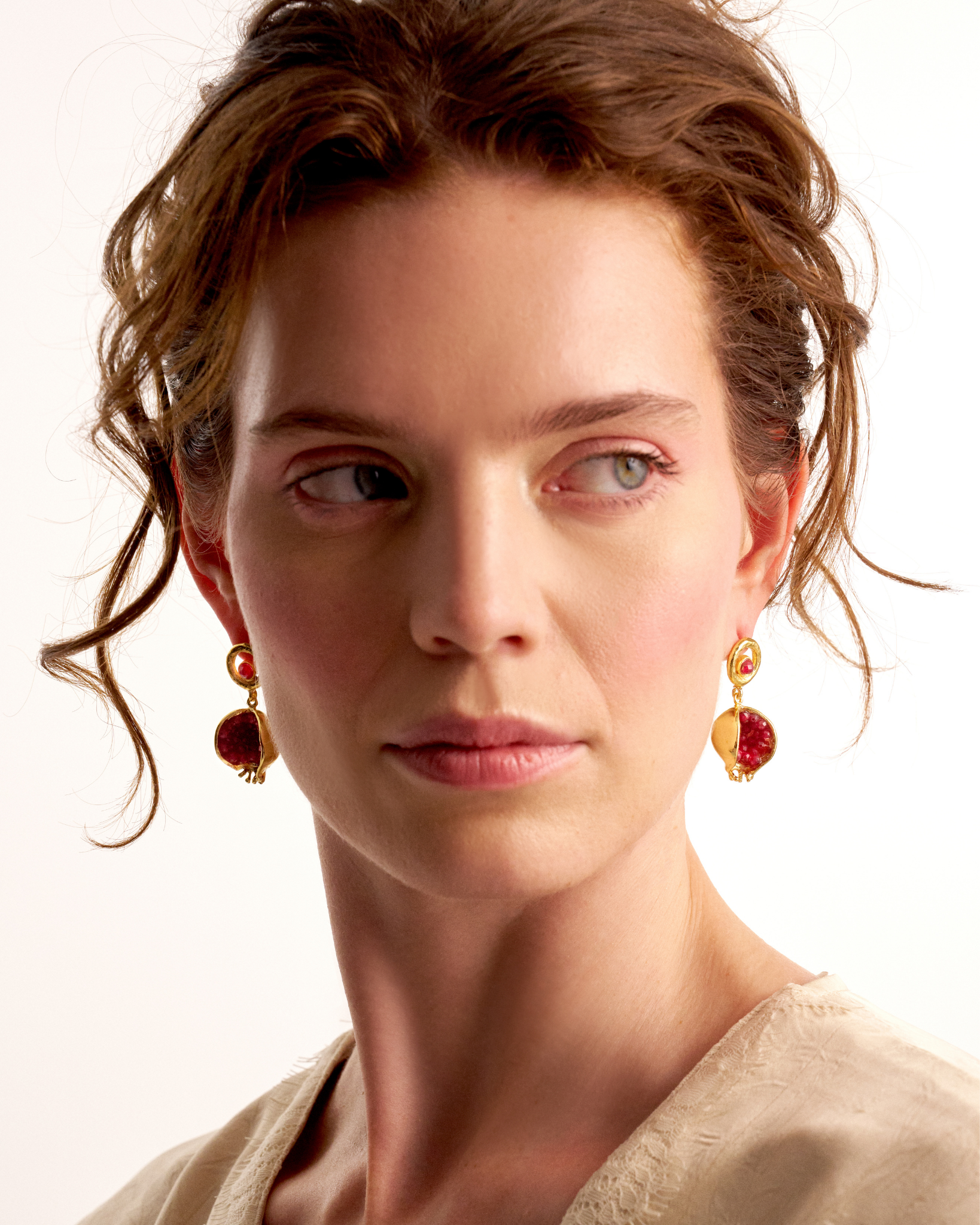 Pomegranate Earrings with Jade Accents