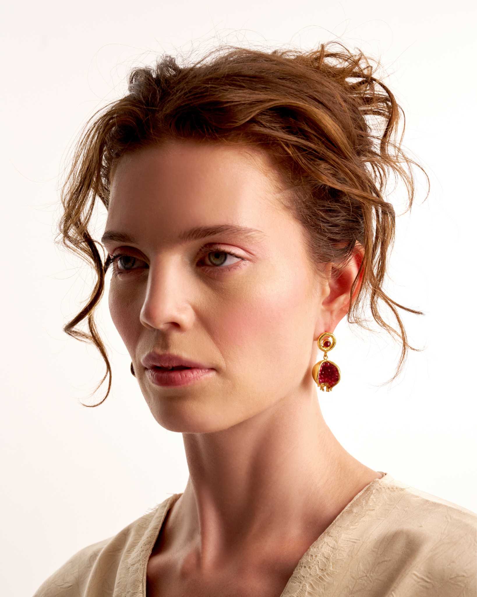 Pomegranate Earrings with Jade Accents