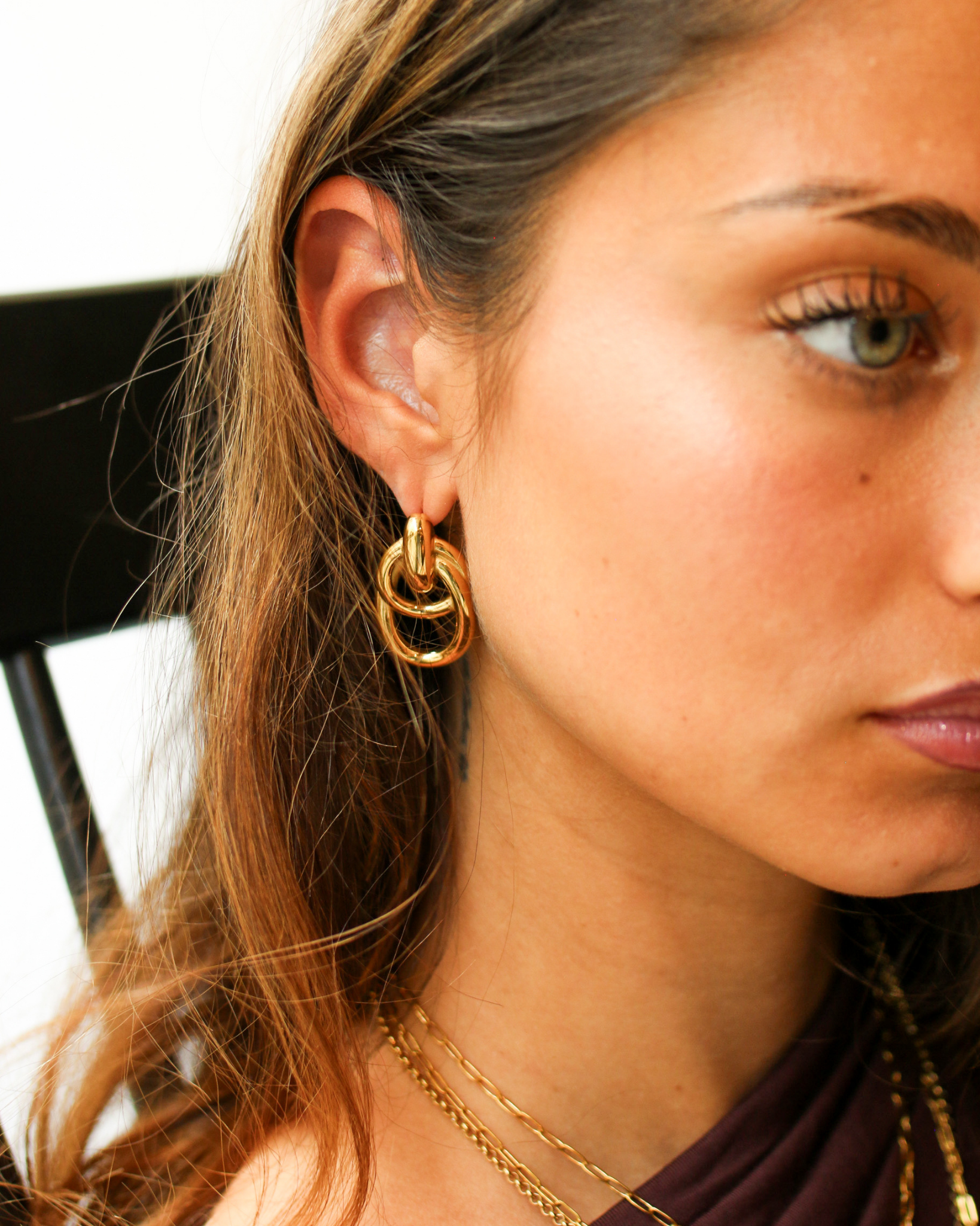 Link Charm Earrings in Gold