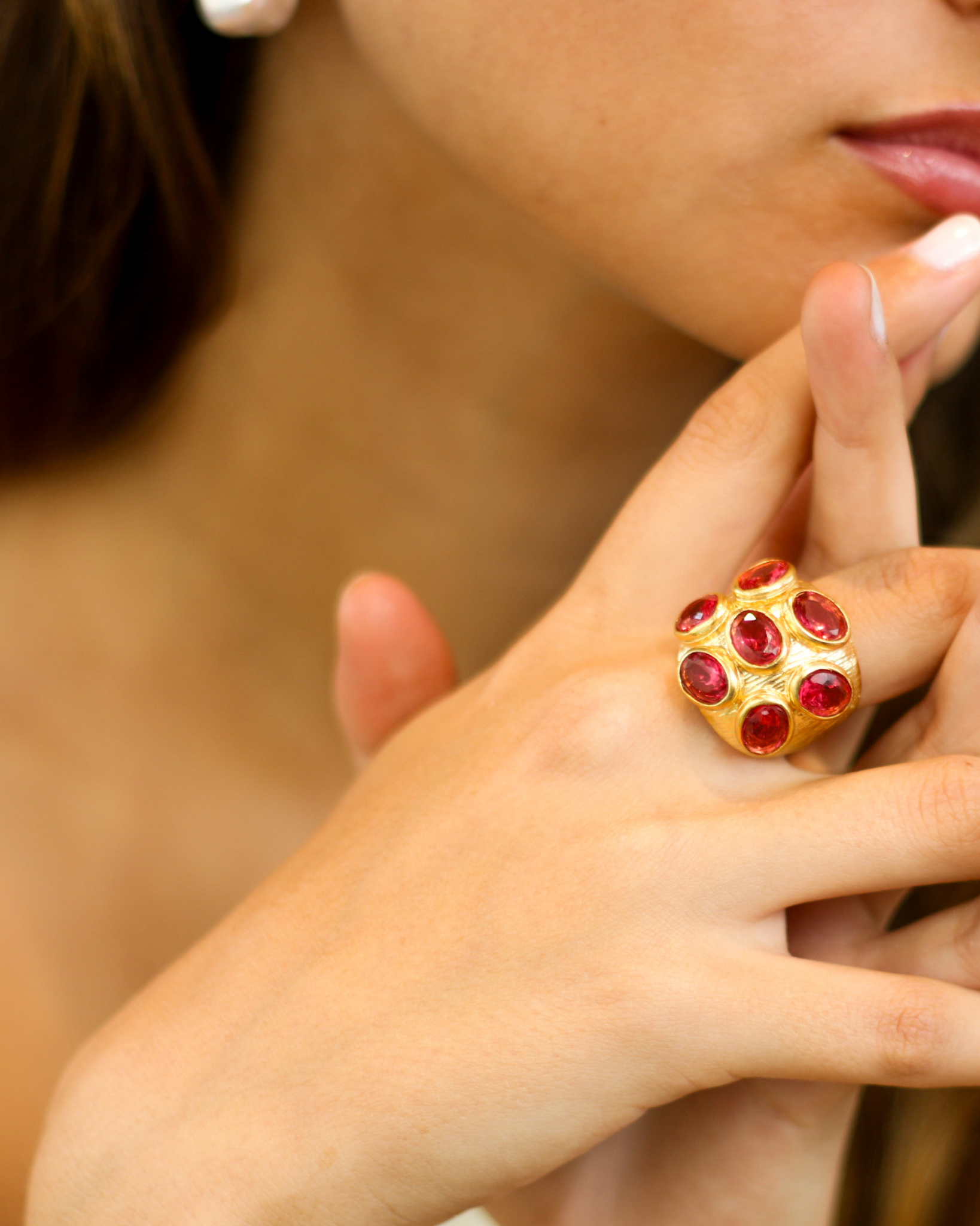 Gold Blush Multi-Gemstone Cocktail Ring