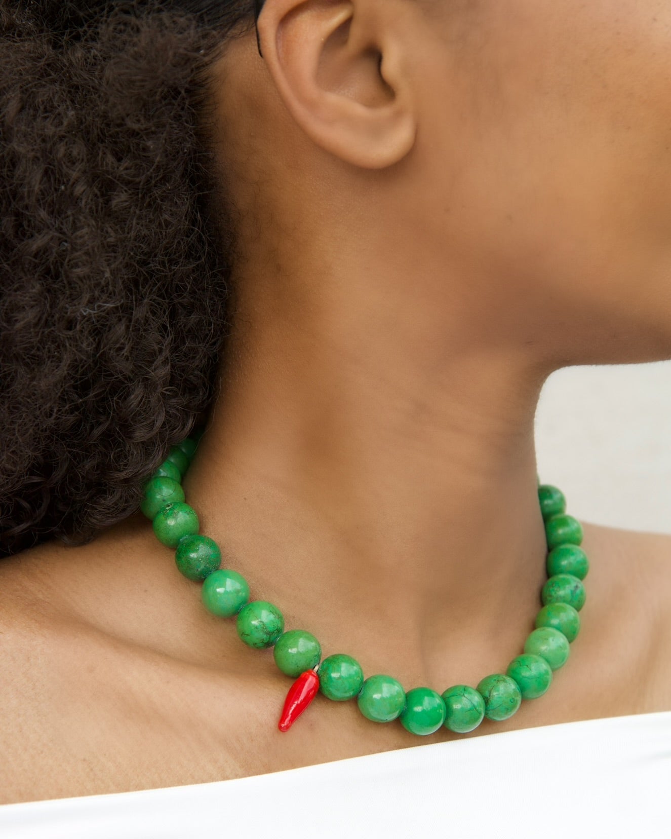 Napoli Heat Necklace with Chrysoprase & Glass Chili Pepper