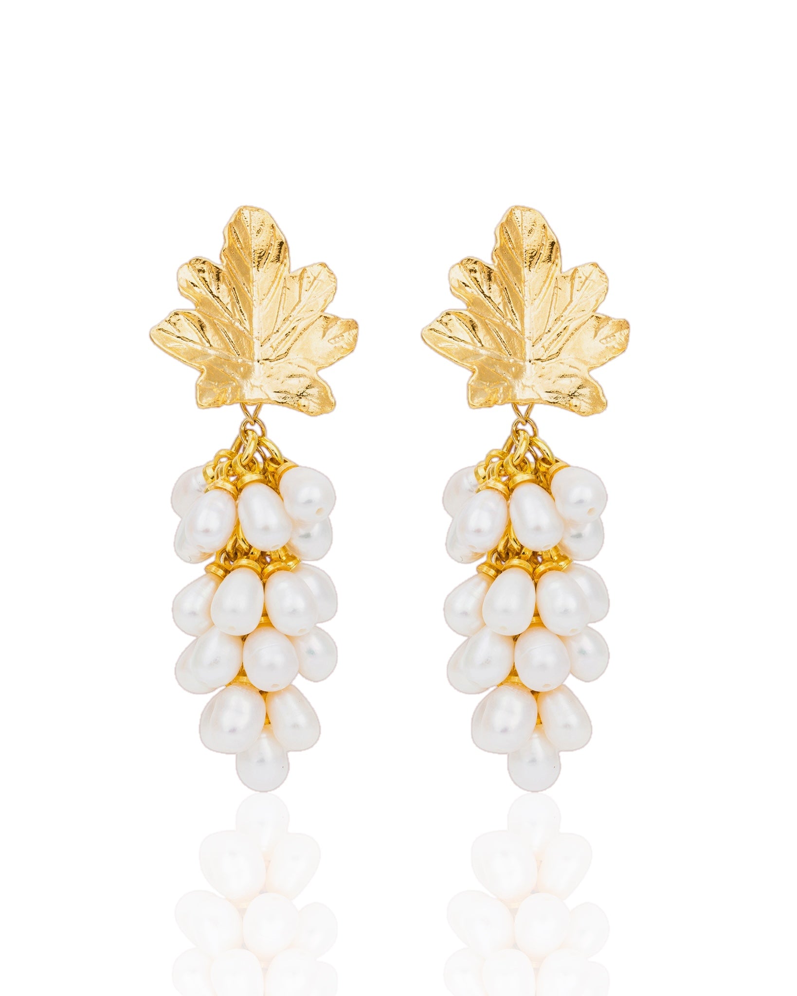 Golden Grape Pearl Drop Earrings