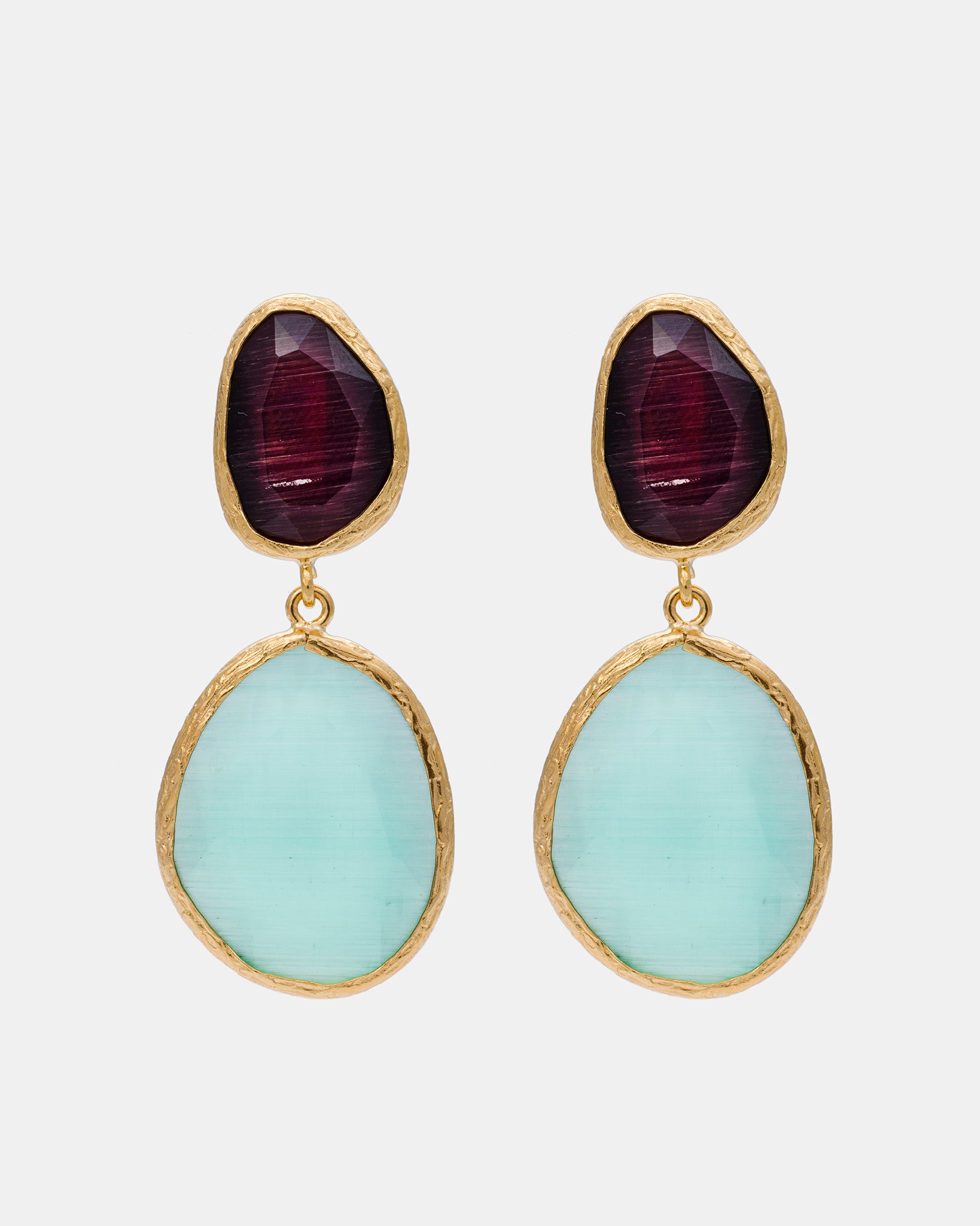 Crimson Glow Cat Eye Earrings