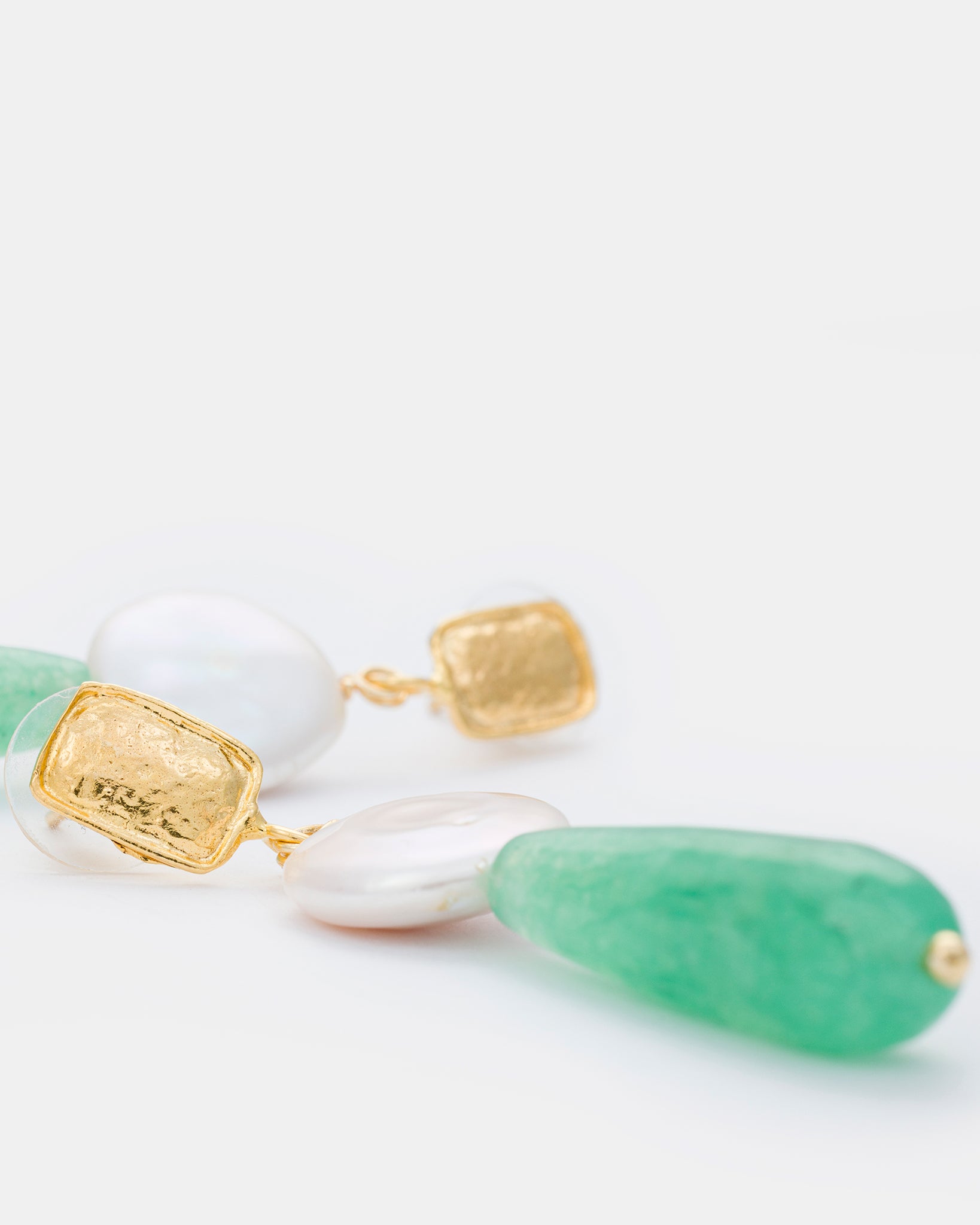Verdant Bliss Earrings with Aventurine and Pearls